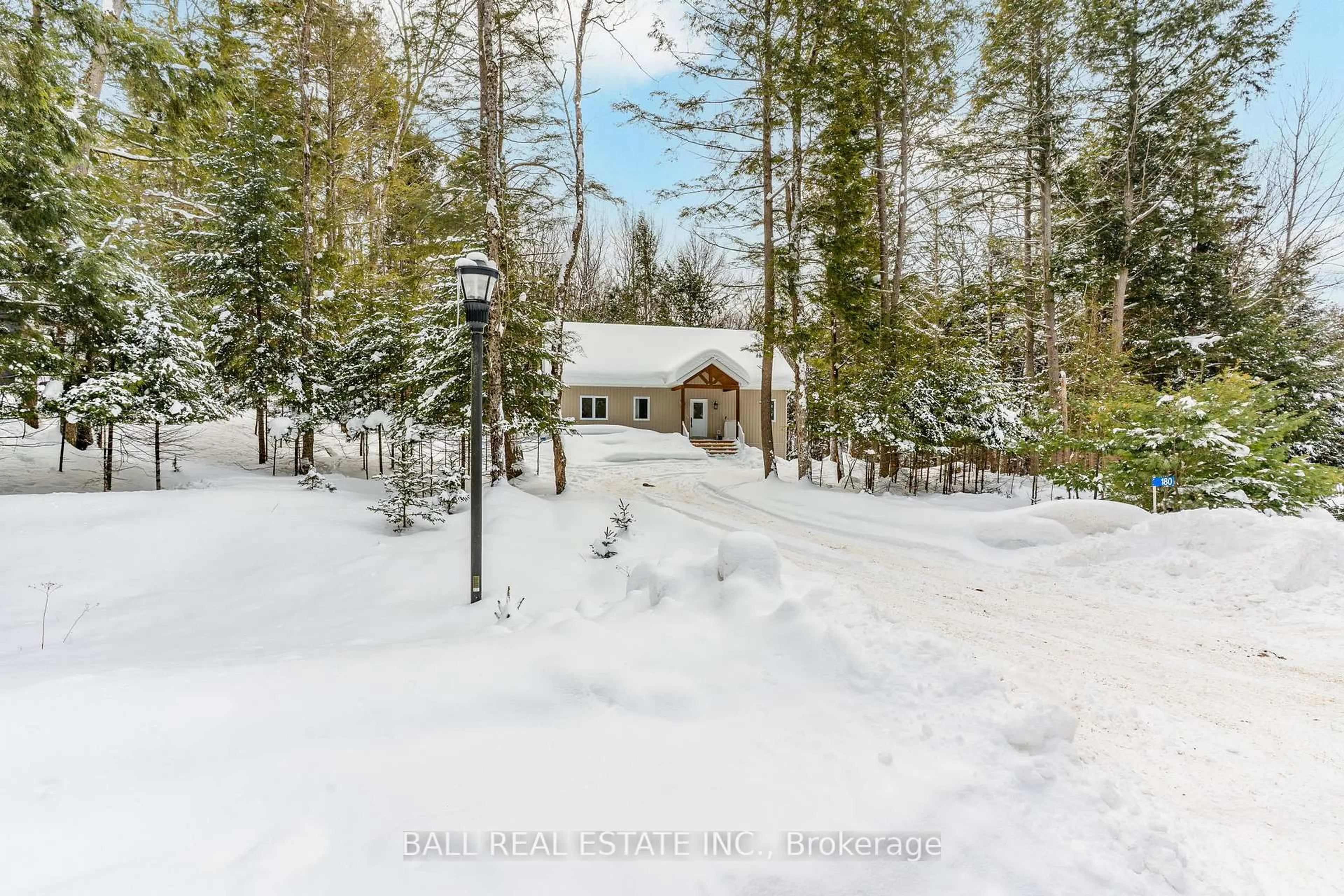 A pic from outside/outdoor area/front of a property/back of a property/a pic from drone, forest/trees view for 180 Lakeview St, Dysart et al Ontario K0M 1S0