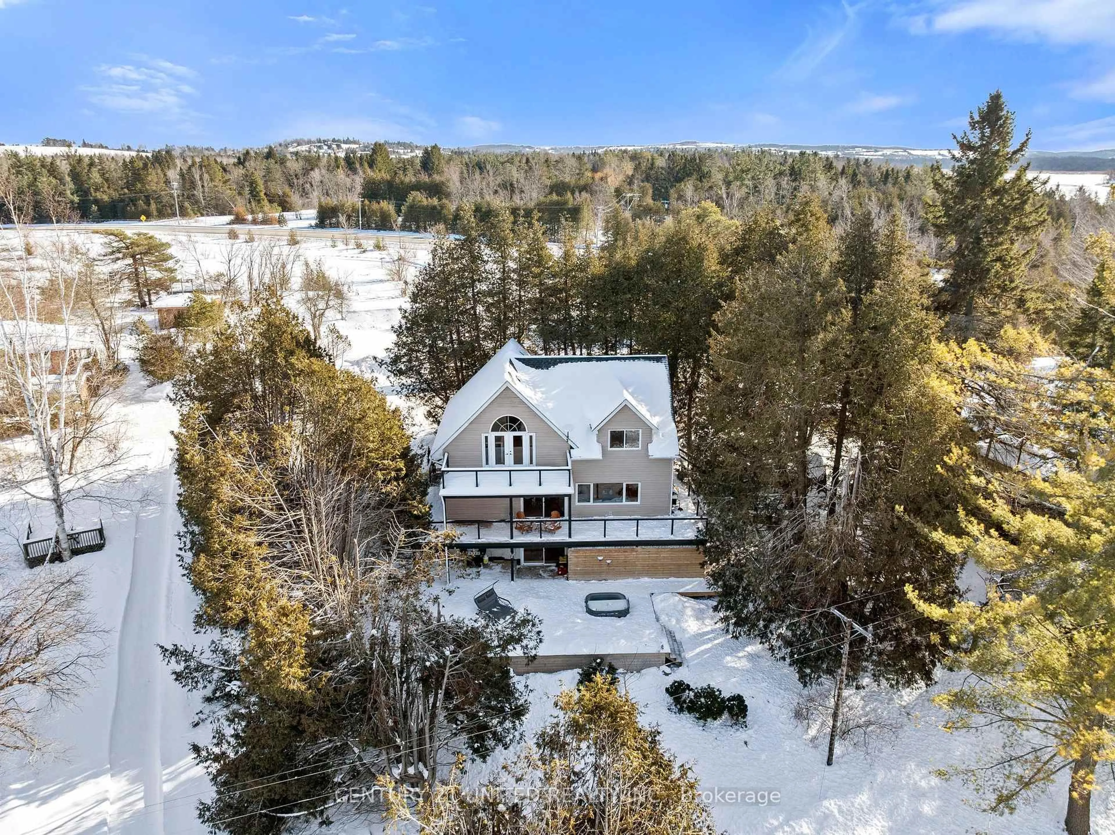 A pic from outside/outdoor area/front of a property/back of a property/a pic from drone, water/lake/river/ocean view for 7 Resort Lane, Kawartha Lakes Ontario K0L 2W0