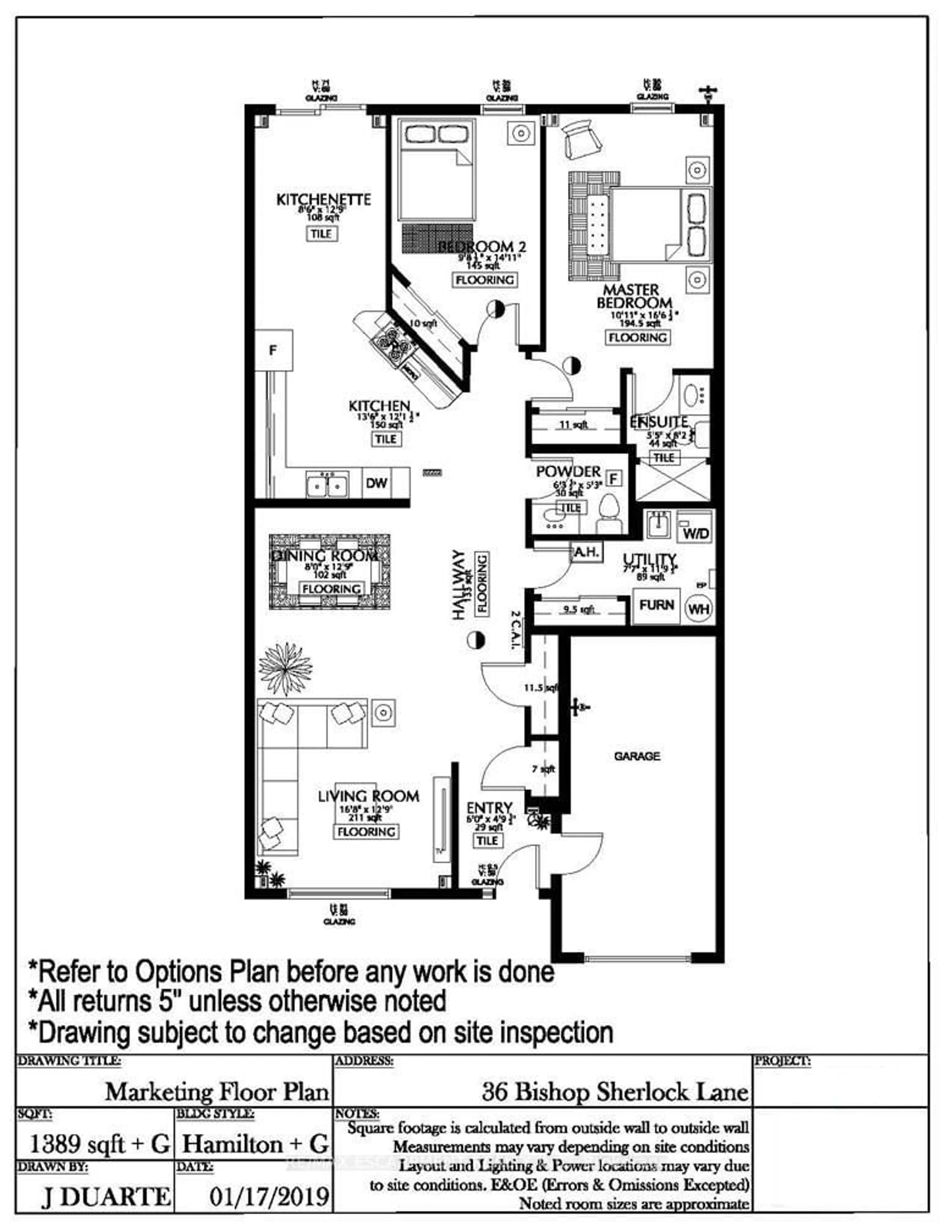 Floor plan for 36 Bishop Sherlock Lane, Hamilton Ontario L9B 2S5