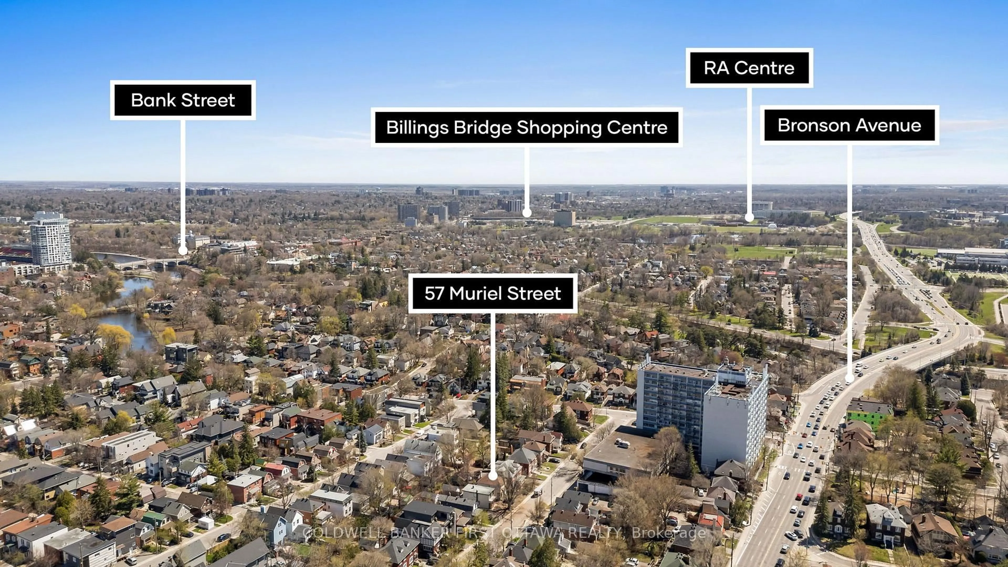 A pic from outside/outdoor area/front of a property/back of a property/a pic from drone, city buildings view from balcony for 57 Muriel St, Ottawa Ontario K1S 4C9