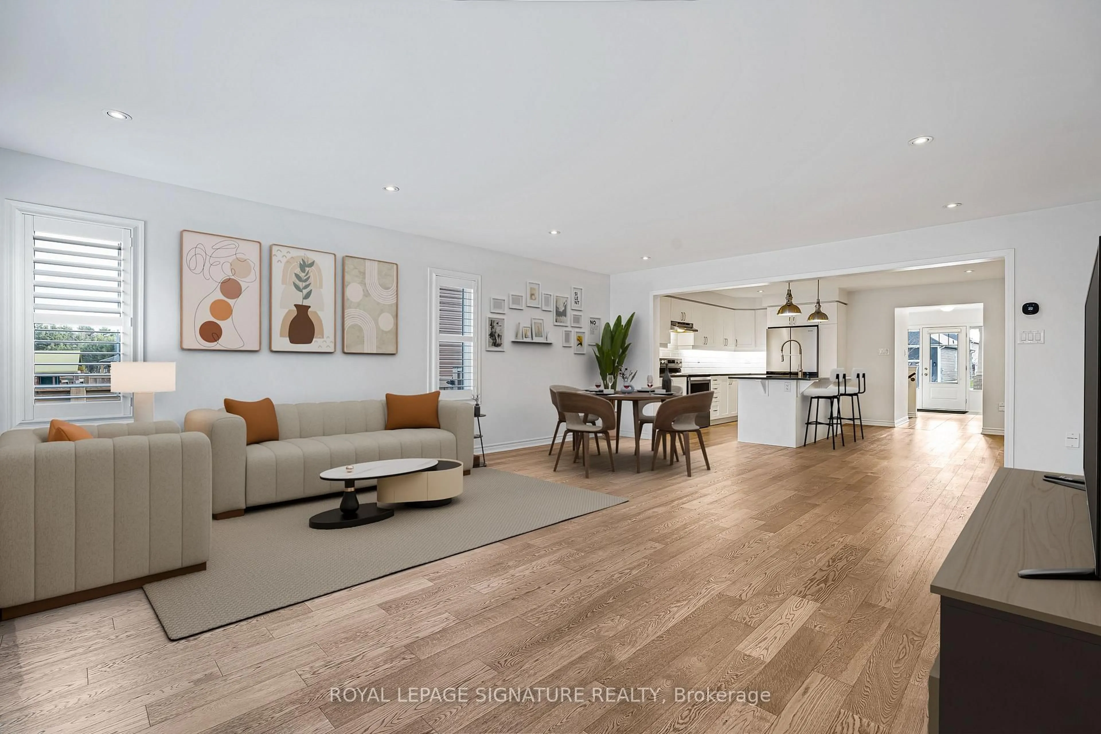 Open concept kitchen, wood/laminate floor for 72 Chambery St, Bracebridge Ontario P1L 0G2