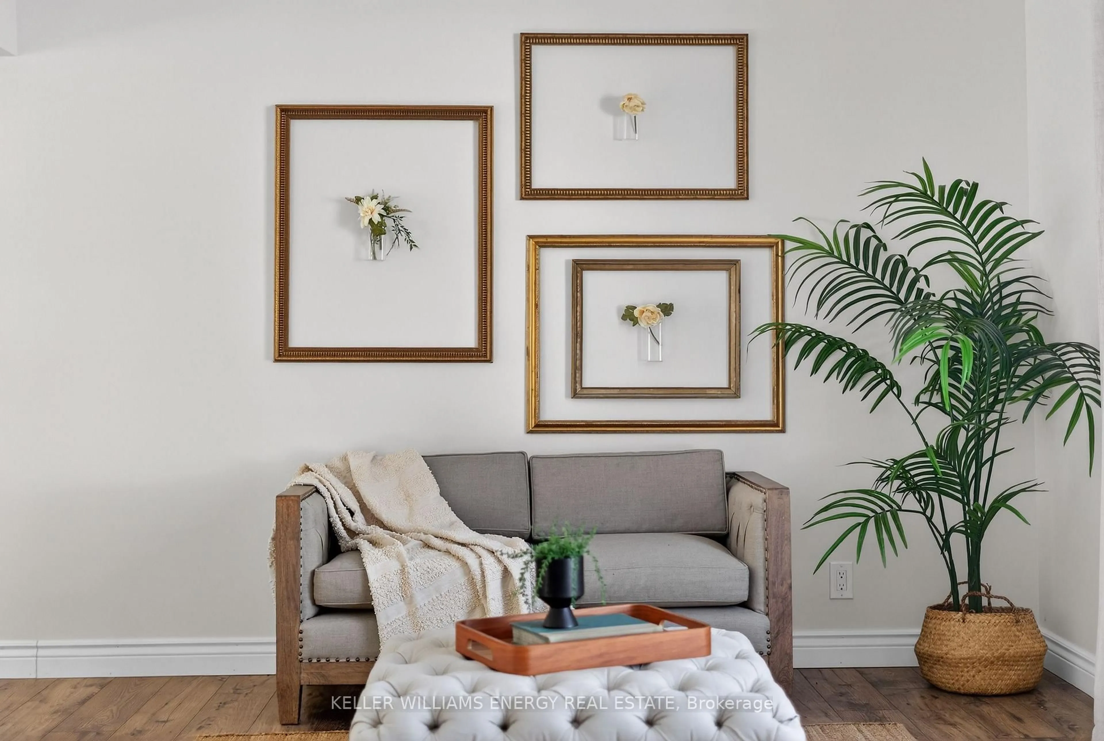 Living room with furniture, wood/laminate floor for 40 Robertson Lane, Belleville Ontario K8P 4C3