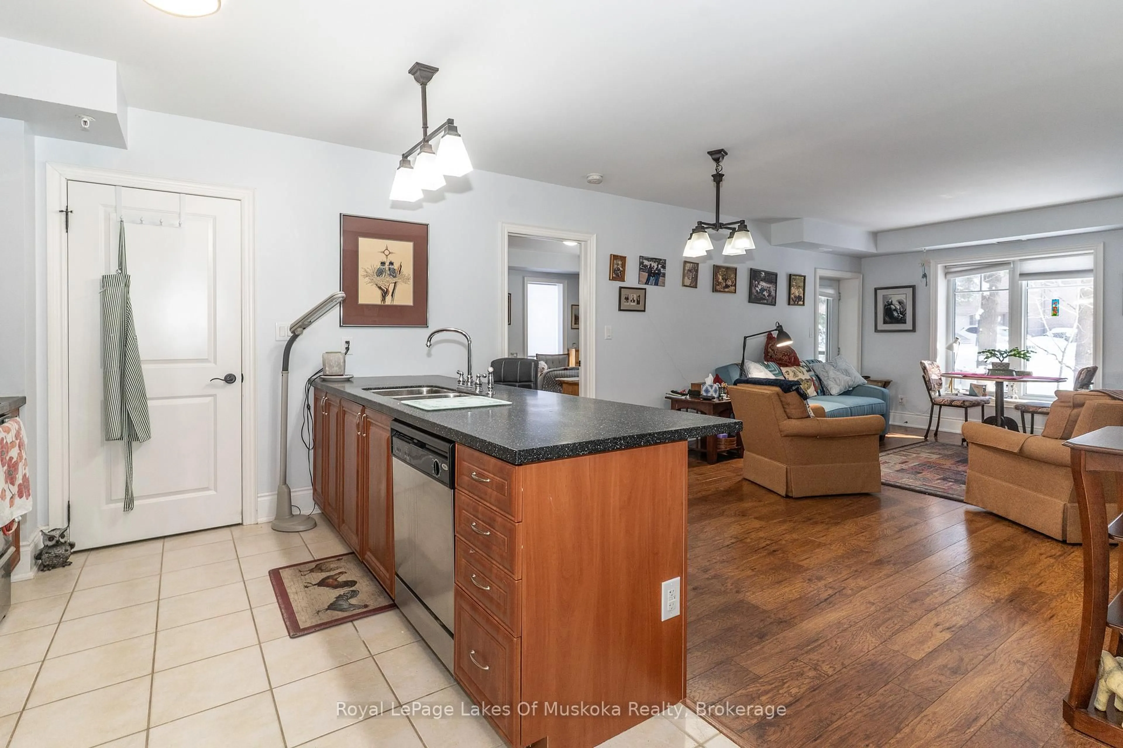 Open concept kitchen, ceramic/tile floor for 391 Manitoba St #202B, Bracebridge Ontario P1L 0B5