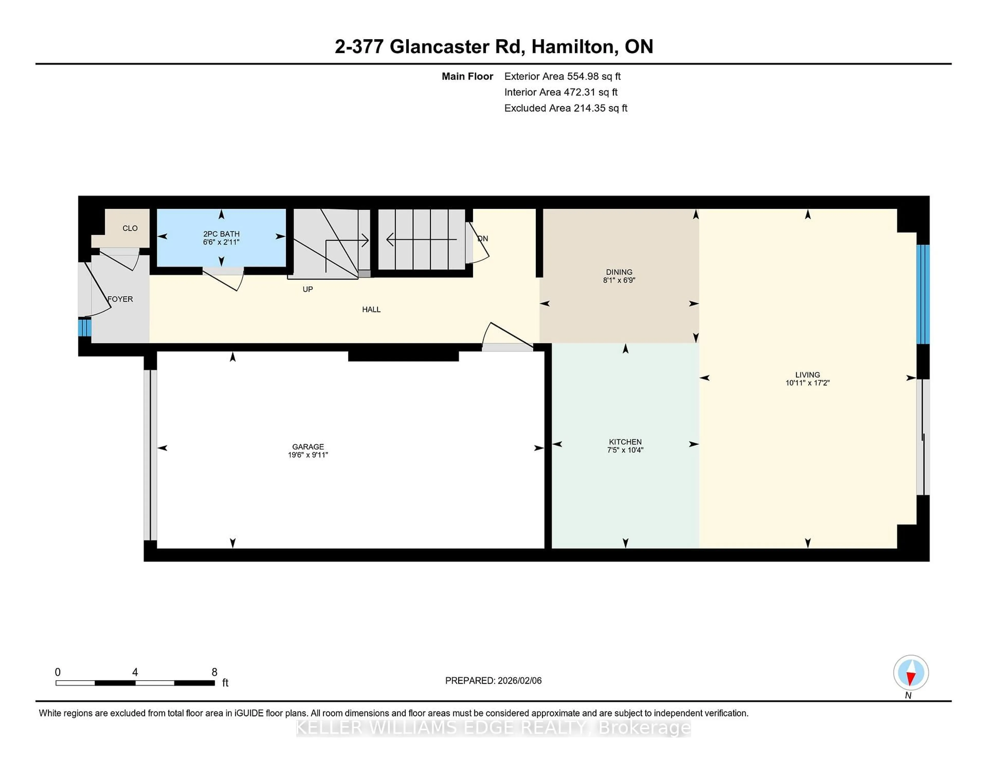 Floor plan for 377 GLANCASTER Rd #2, Hamilton Ontario L9G 0G4