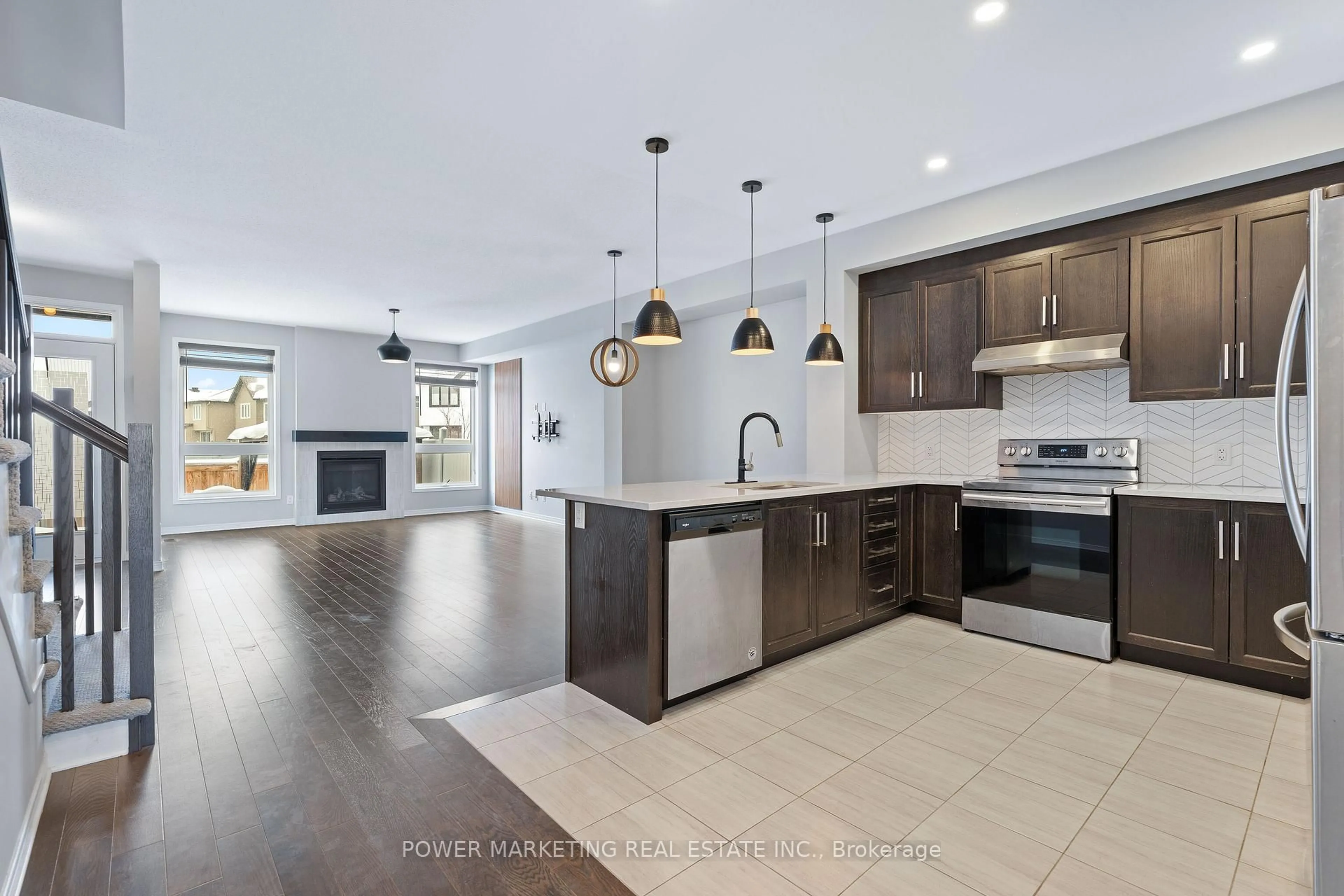 Open concept kitchen, ceramic/tile floor for 497 Cope Dr, Ottawa Ontario K2V 0P1