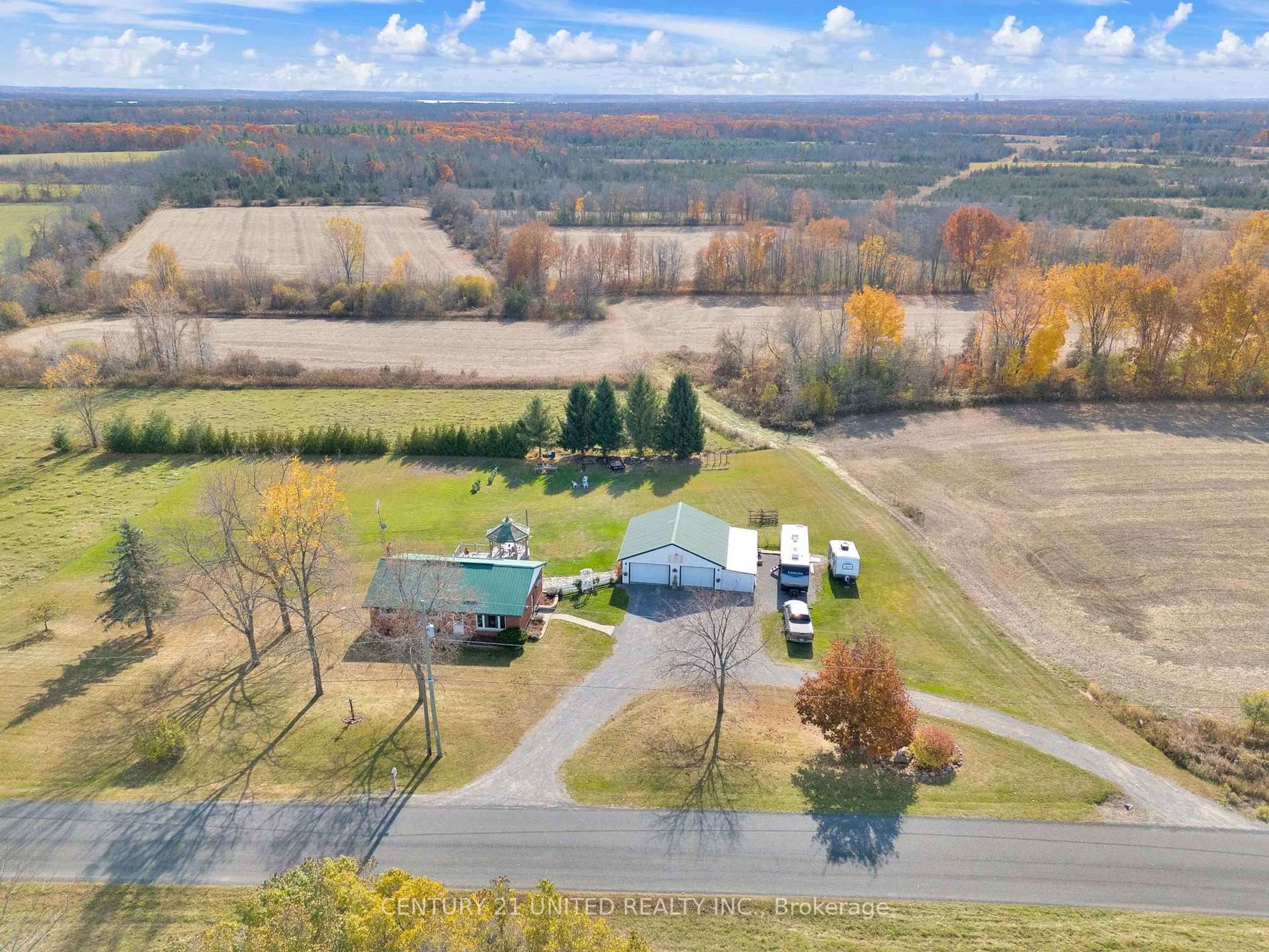 A pic from outside/outdoor area/front of a property/back of a property/a pic from drone, water/lake/river/ocean view for 1976 Fish Lake Rd, Prince Edward County Ontario K0K 1W0