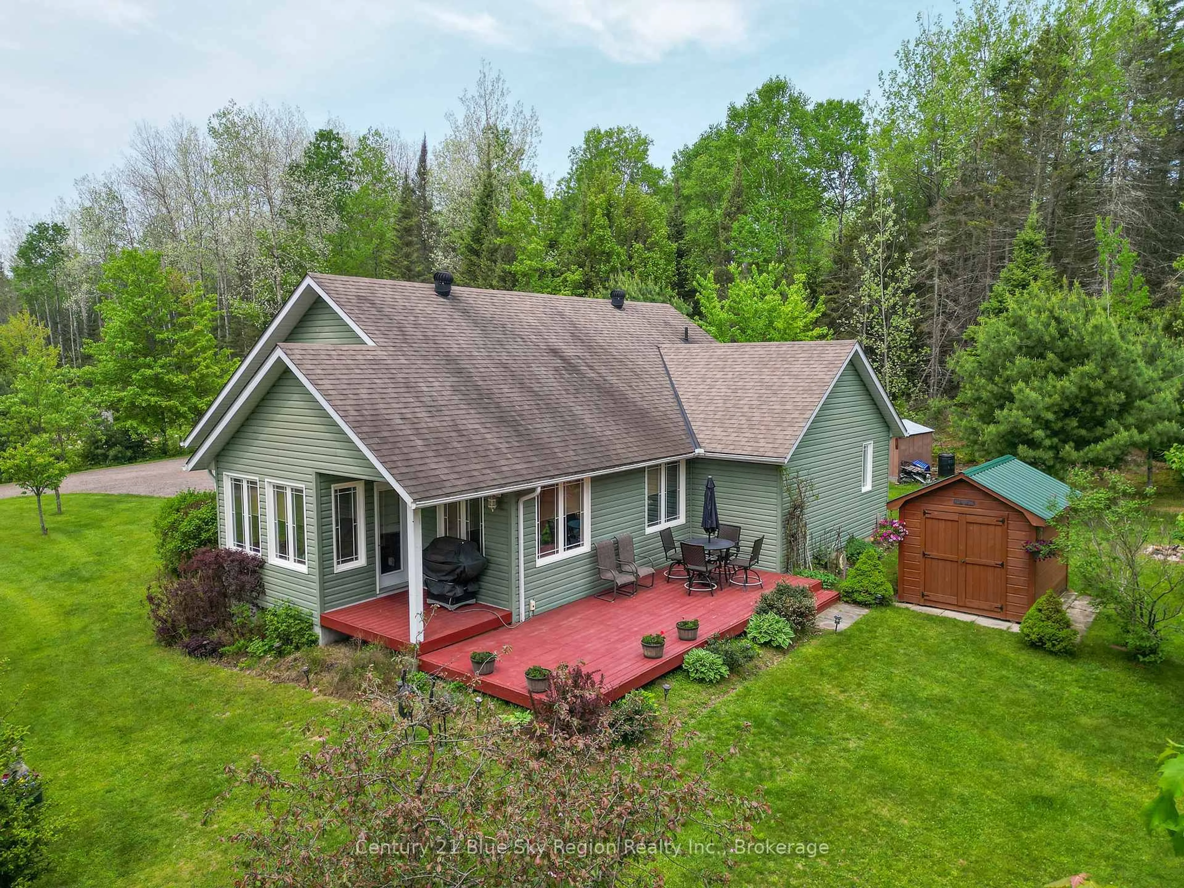 A pic from outside/outdoor area/front of a property/back of a property/a pic from drone, unknown for 220 Hummel Line, Powassan Ontario P0H 2L0