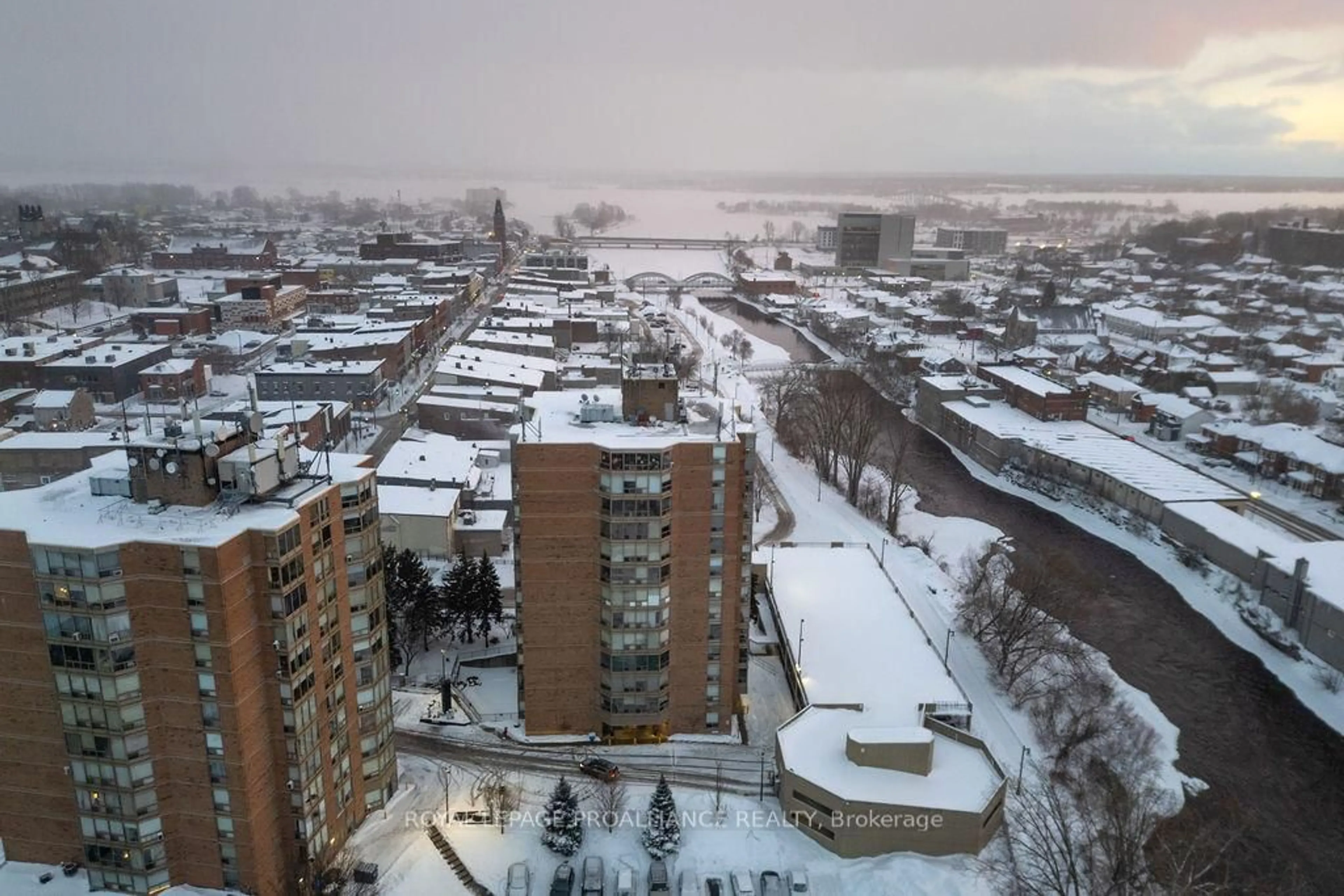 A pic from outside/outdoor area/front of a property/back of a property/a pic from drone, city buildings view from balcony for 344 Front St St #806, Belleville Ontario K8N 5M4