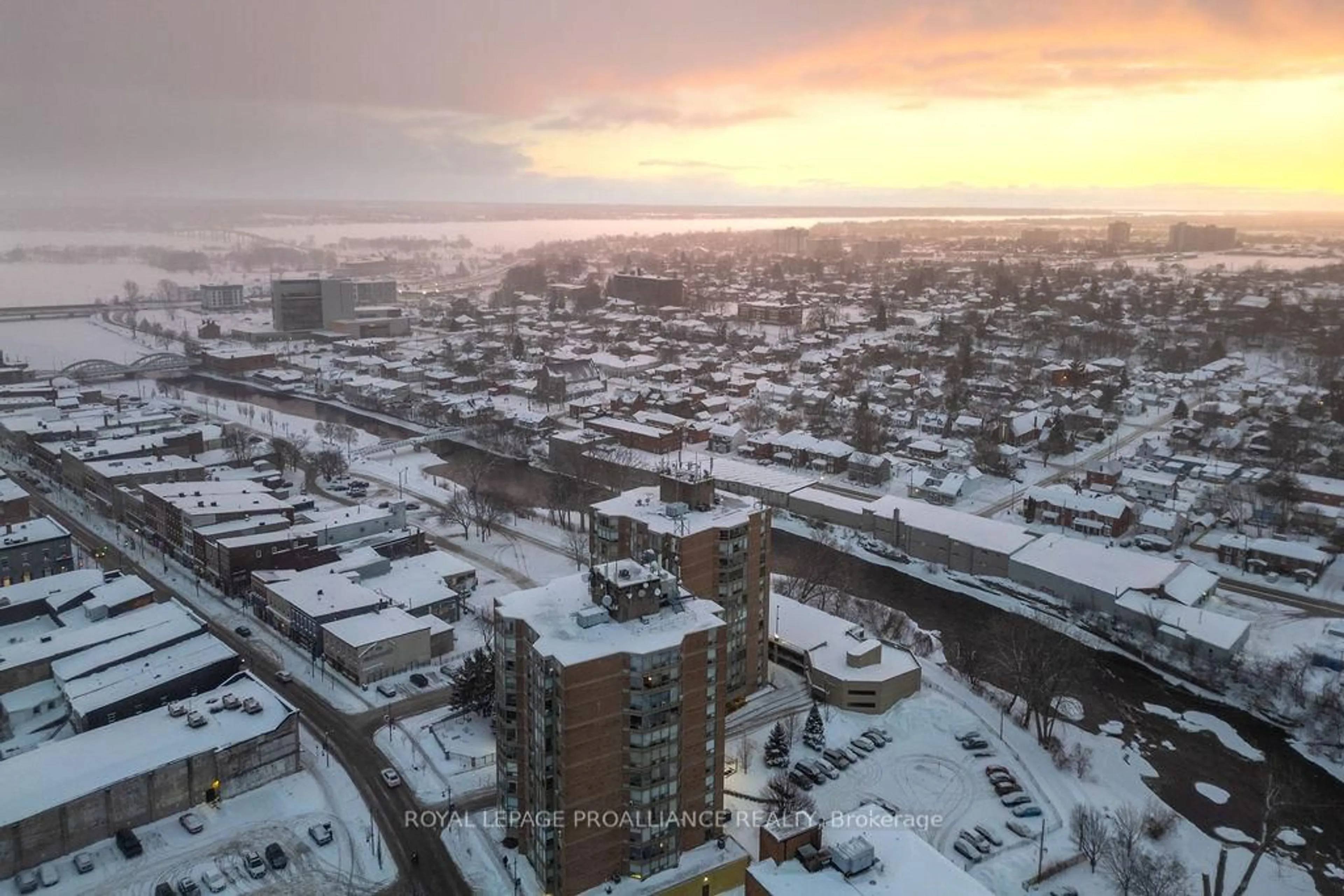 A pic from outside/outdoor area/front of a property/back of a property/a pic from drone, city buildings view from balcony for 344 Front St St #806, Belleville Ontario K8N 5M4
