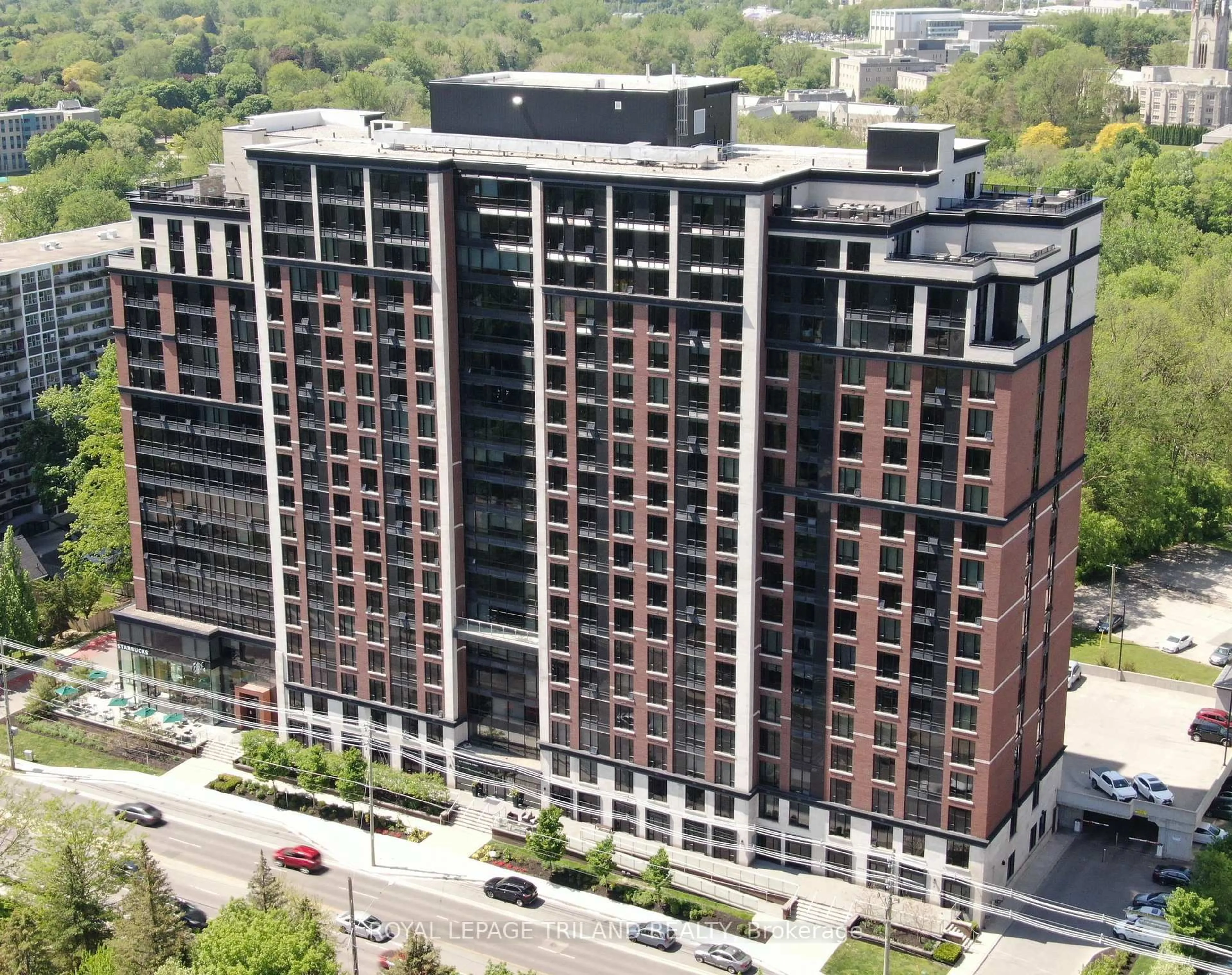 A pic from outside/outdoor area/front of a property/back of a property/a pic from drone, city buildings view from balcony for 1235 Richmond St #1116, London East Ontario N6A 0C1