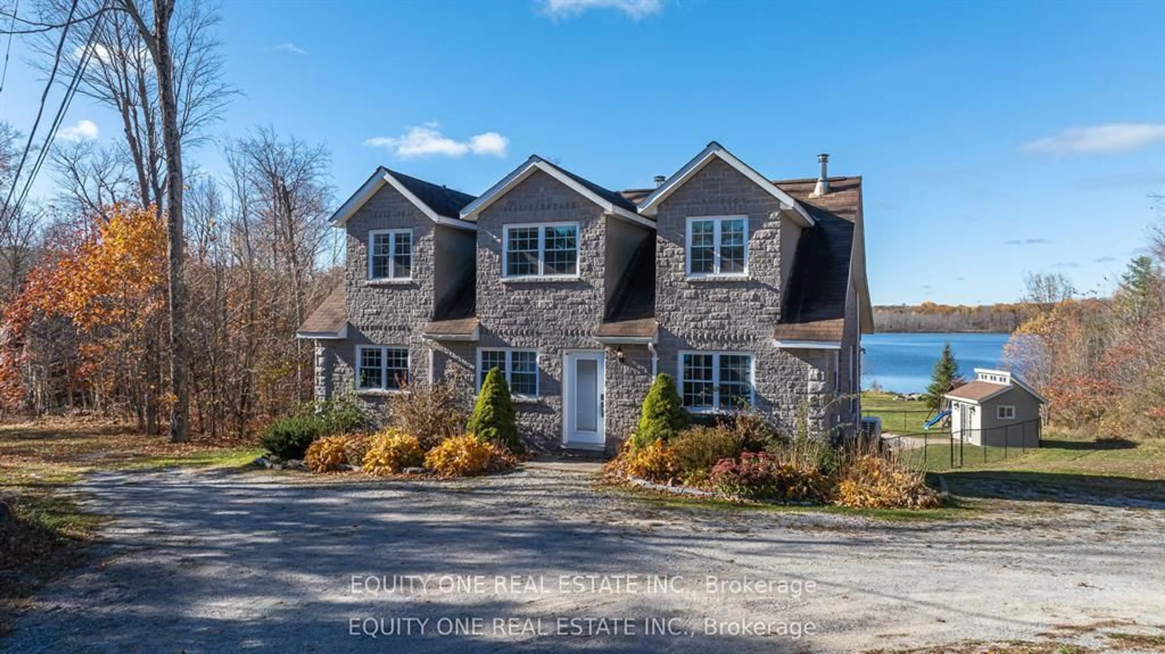 A pic from outside/outdoor area/front of a property/back of a property/a pic from drone, water/lake/river/ocean view for 1099c Polar Bear Lane, Sharbot Lake Ontario K0H 2P0