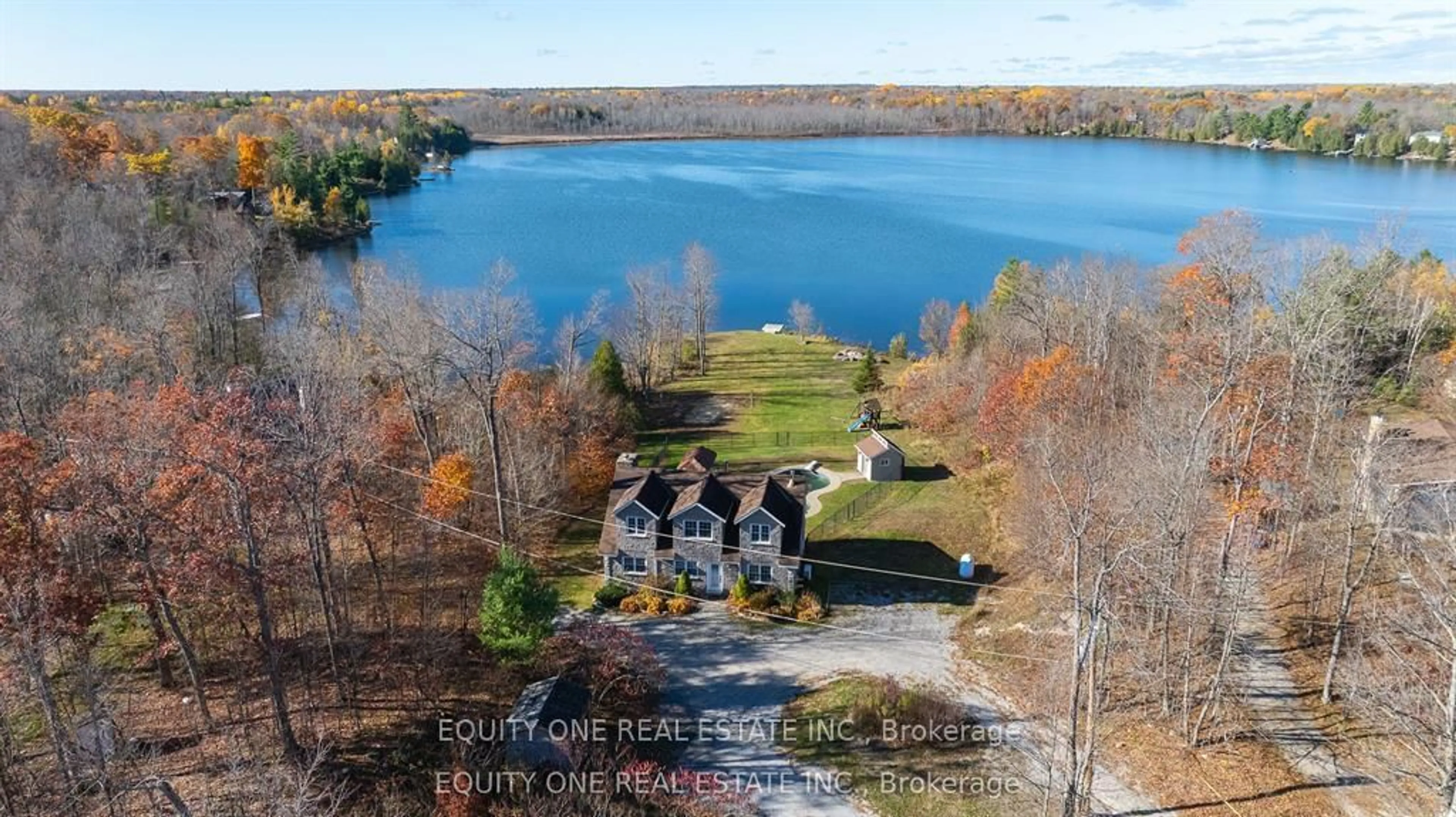 A pic from outside/outdoor area/front of a property/back of a property/a pic from drone, water/lake/river/ocean view for 1099c Polar Bear Lane, Sharbot Lake Ontario K0H 2P0