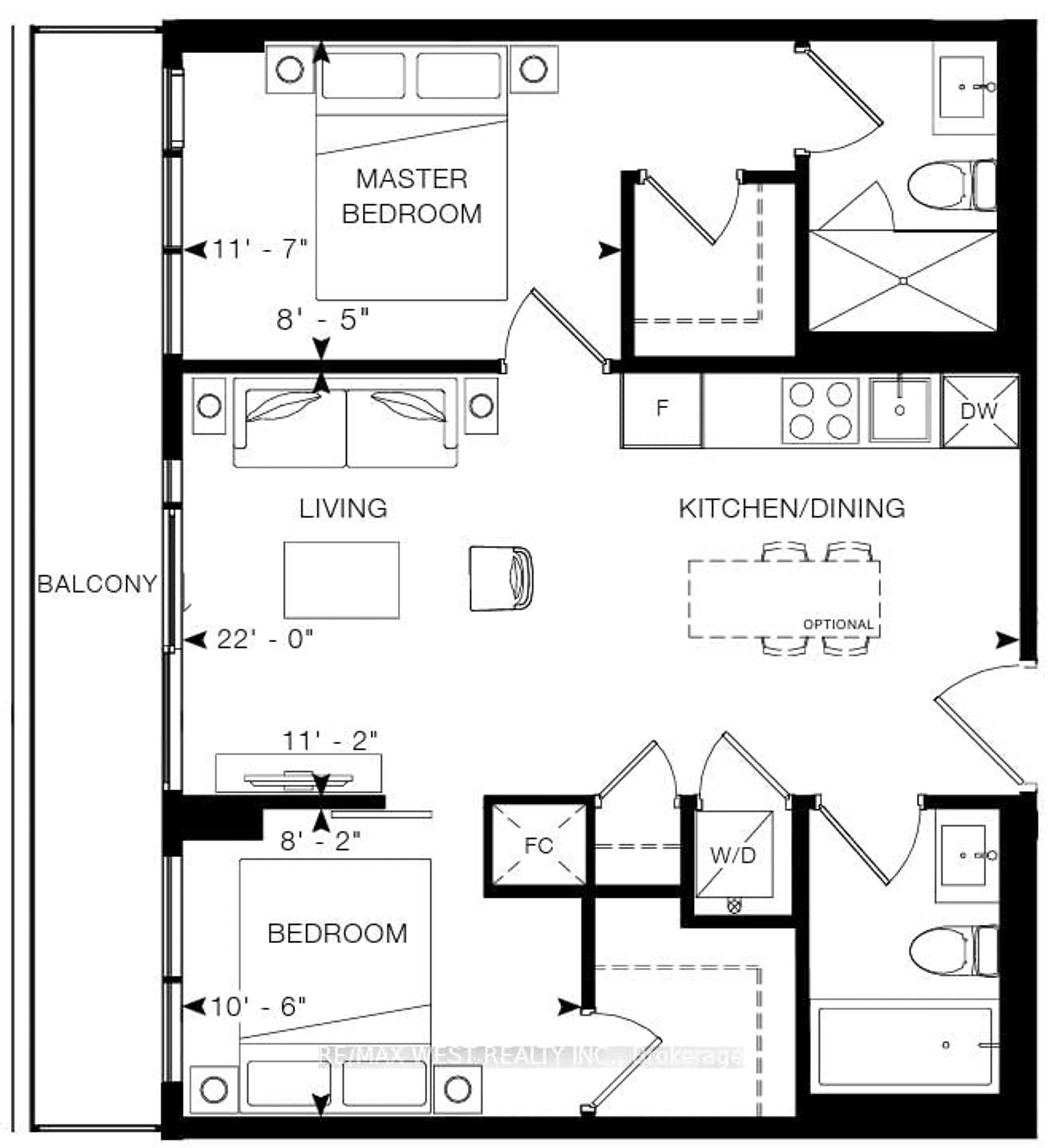 Floor plan for 1 Jarvis St #912, Hamilton Ontario L8R 3J2