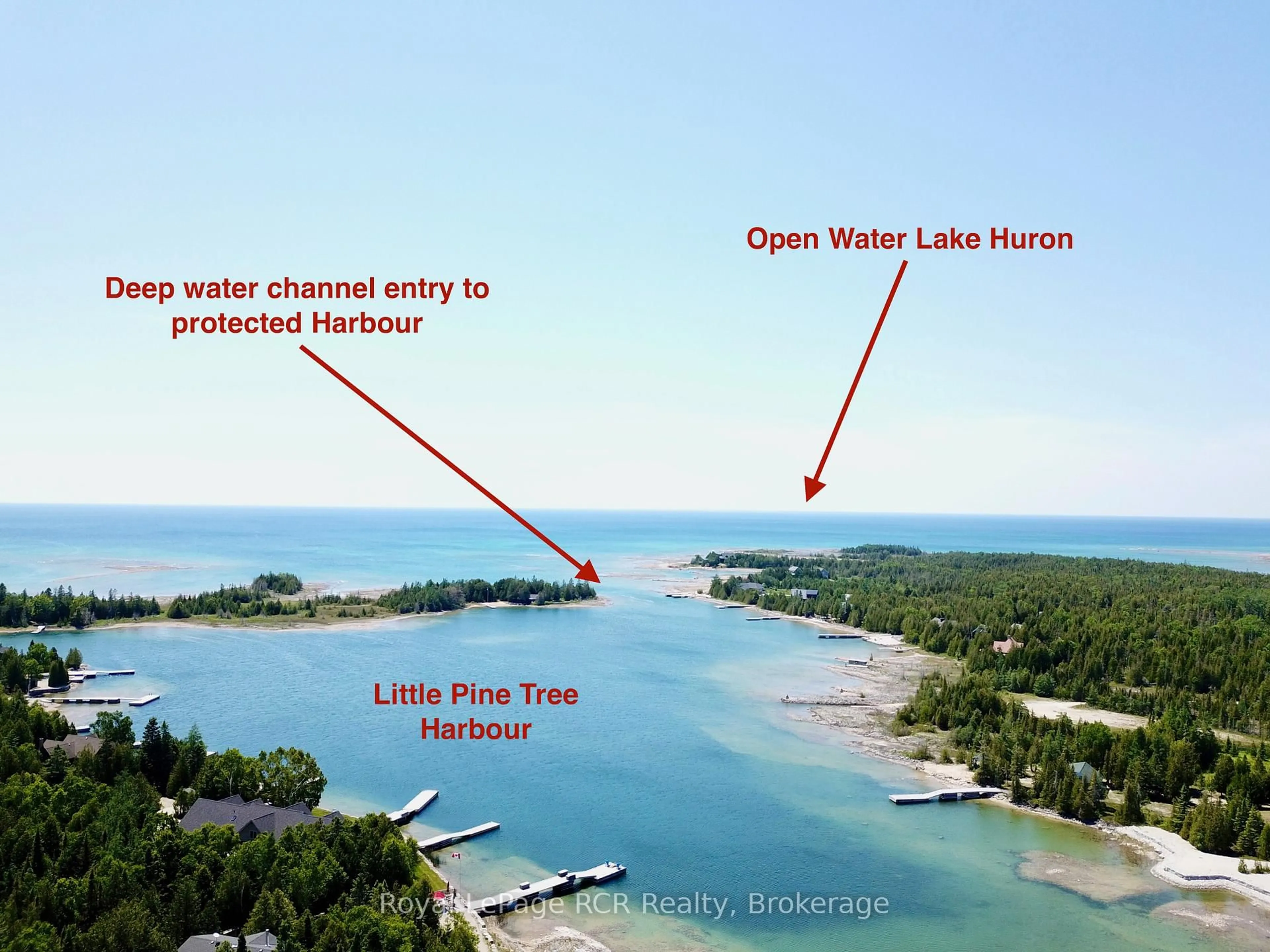 A pic from outside/outdoor area/front of a property/back of a property/a pic from drone, water/lake/river/ocean view for 91 Little Pine Dr, Northern Bruce Peninsula Ontario N0H 1W0