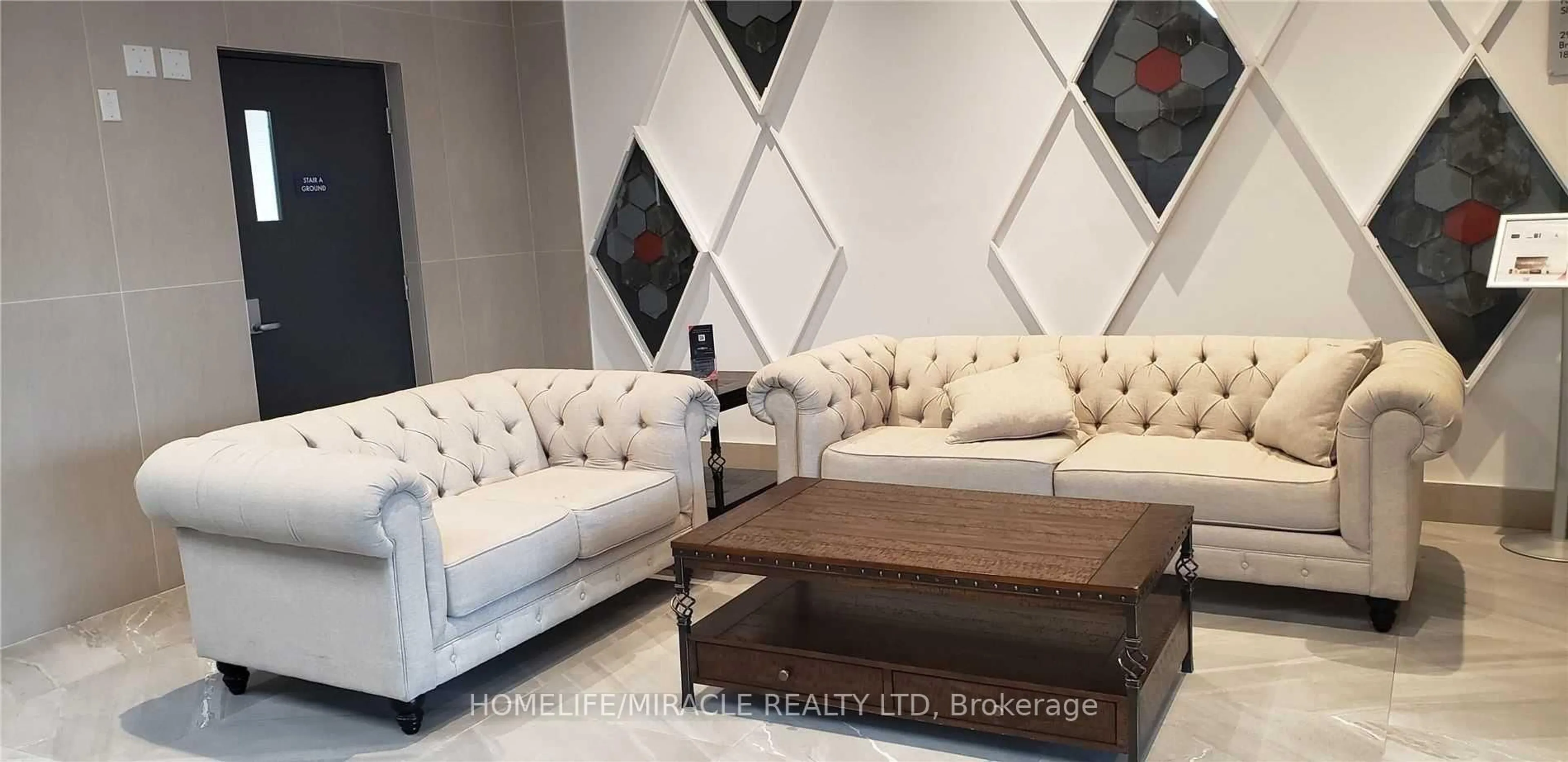 Living room with furniture, unknown for 1 Wellington St #318, Brantford Ontario L4T 3M3