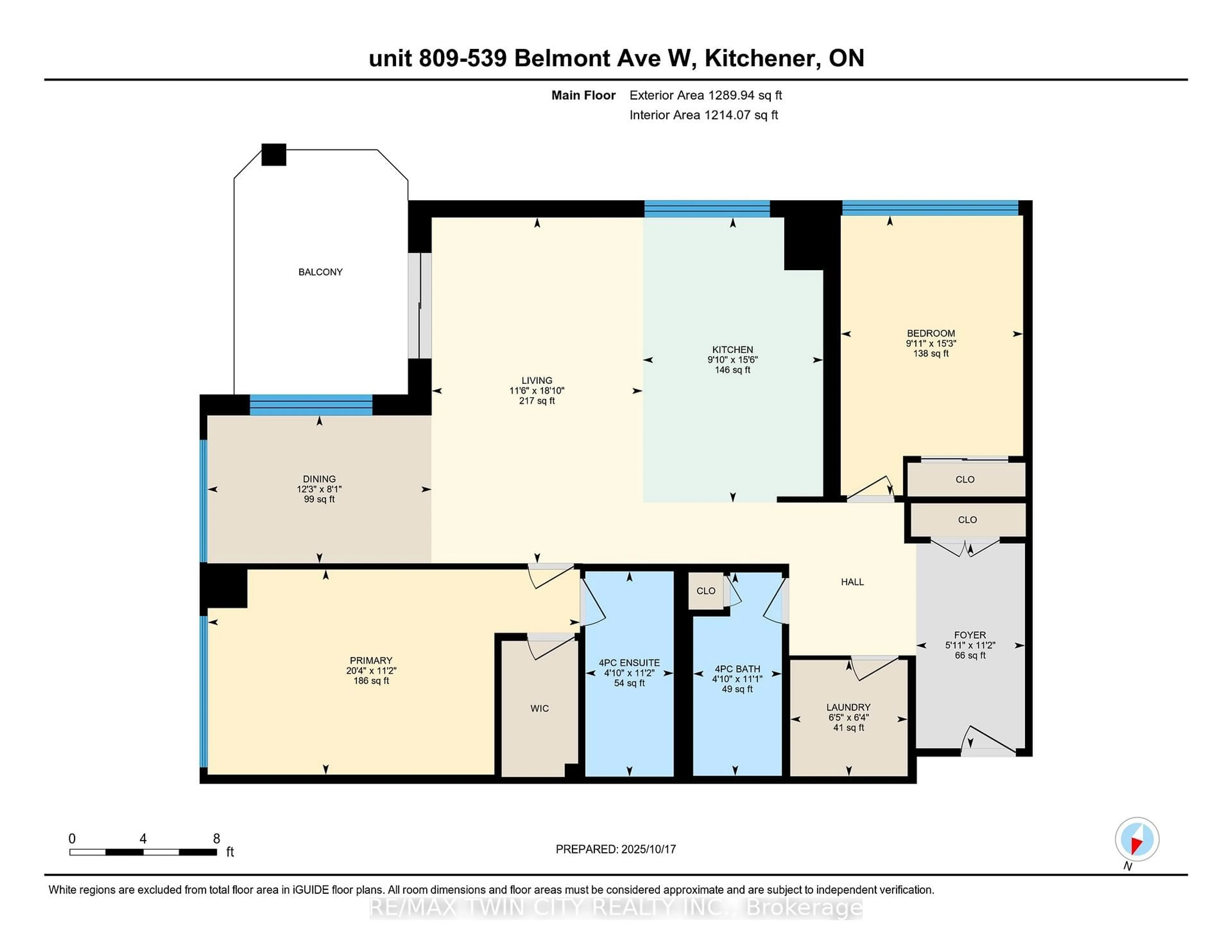 Floor plan for 539 Belmont Ave #809, Kitchener Ontario N2M 0A2