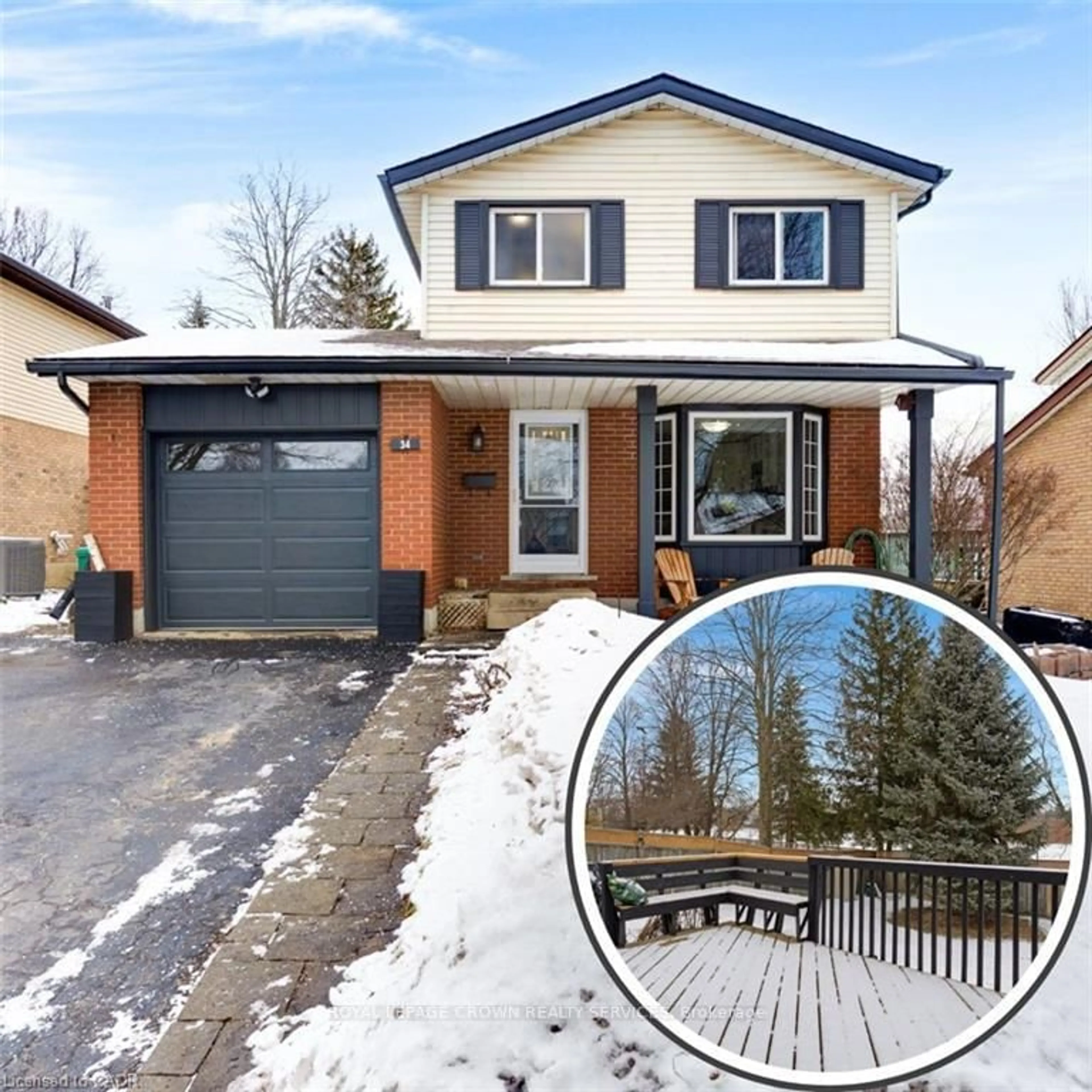 Home with brick exterior material, street for 34 Rosebank Cres, Kitchener Ontario N2E 2R4