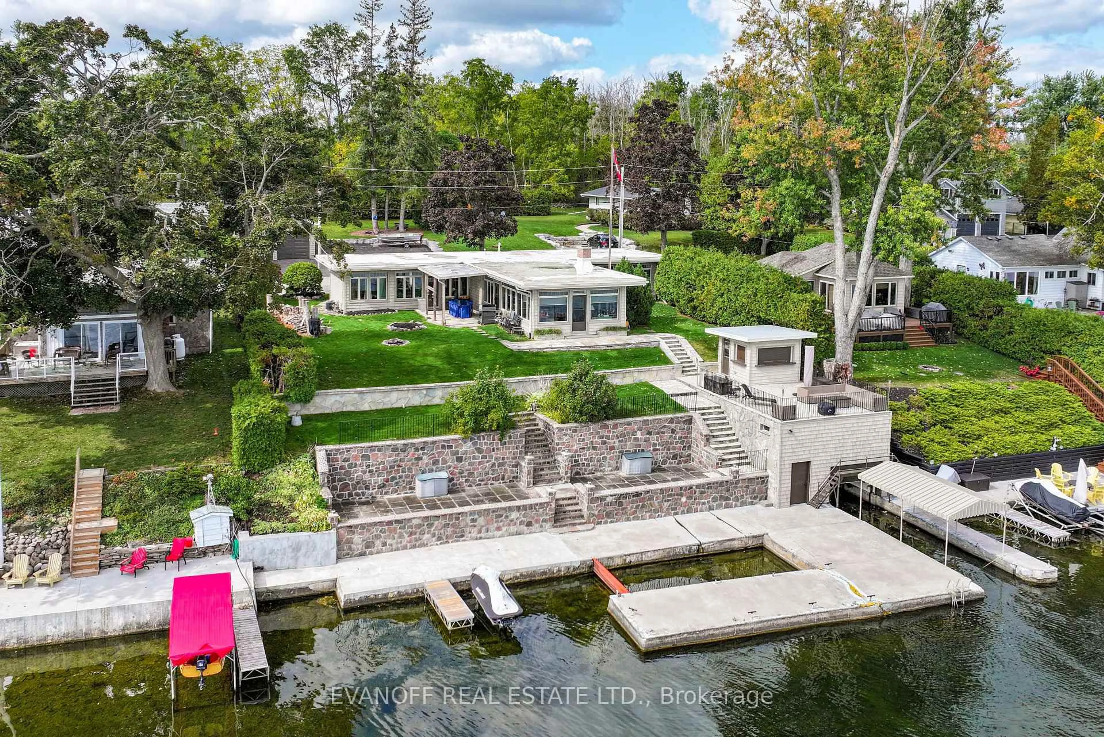 A pic from outside/outdoor area/front of a property/back of a property/a pic from drone, water/lake/river/ocean view for 20 Lakeview Park Rd, Kawartha Lakes Ontario K0M 1G0