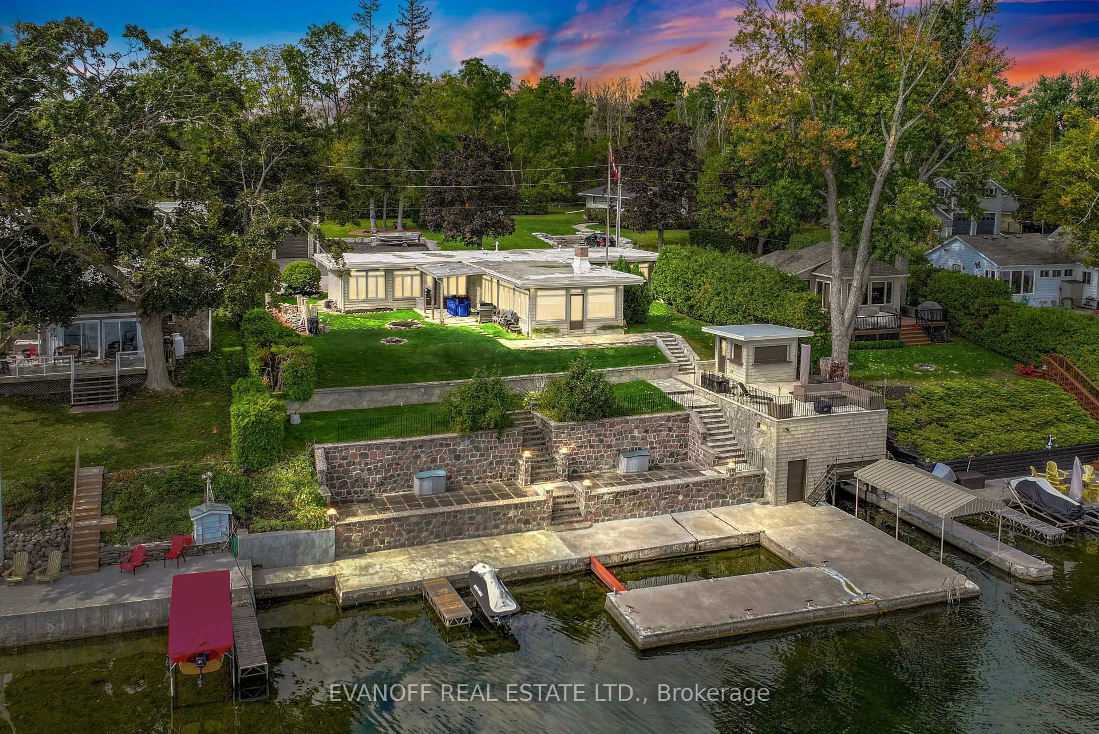 A pic from outside/outdoor area/front of a property/back of a property/a pic from drone, water/lake/river/ocean view for 20 Lakeview Park Rd, Kawartha Lakes Ontario K0M 1G0