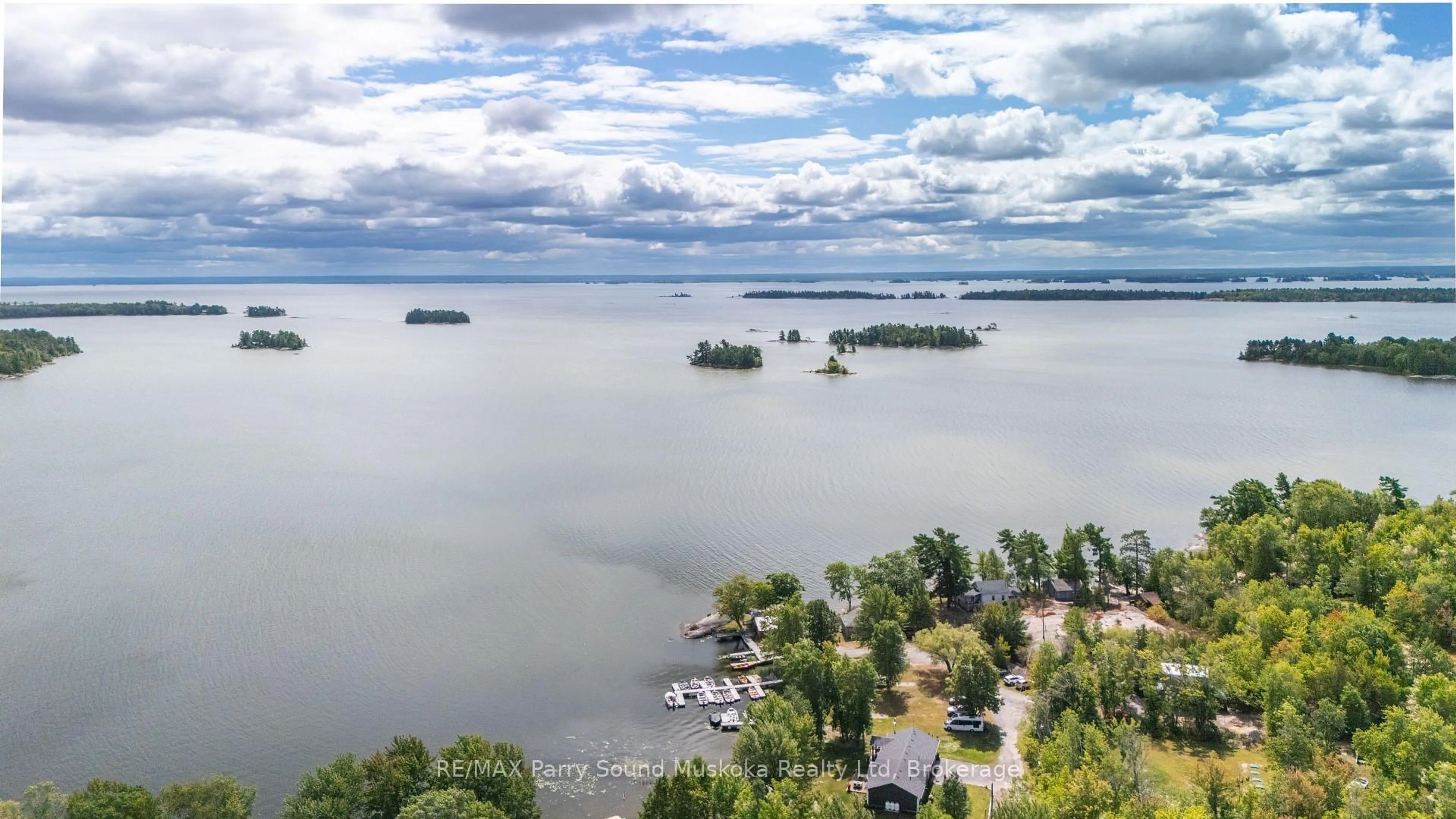 A pic from outside/outdoor area/front of a property/back of a property/a pic from drone, water/lake/river/ocean view for 38 Fortin Dr, West Nipissing Ontario P0H 2M0