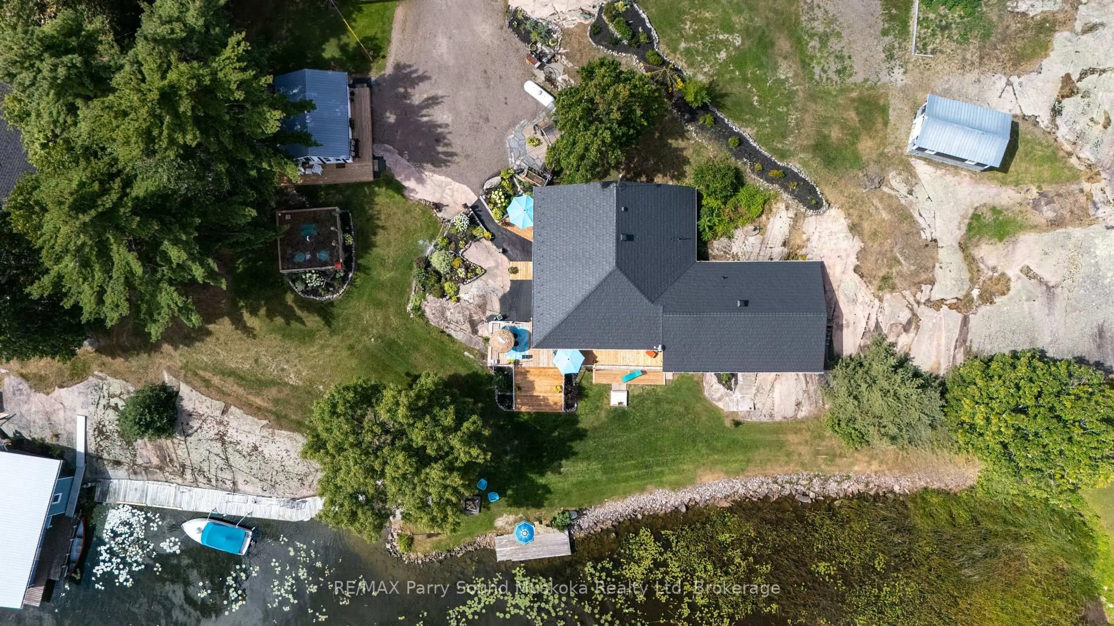 A pic from outside/outdoor area/front of a property/back of a property/a pic from drone, water/lake/river/ocean view for 38 Fortin Dr, West Nipissing Ontario P0H 2M0