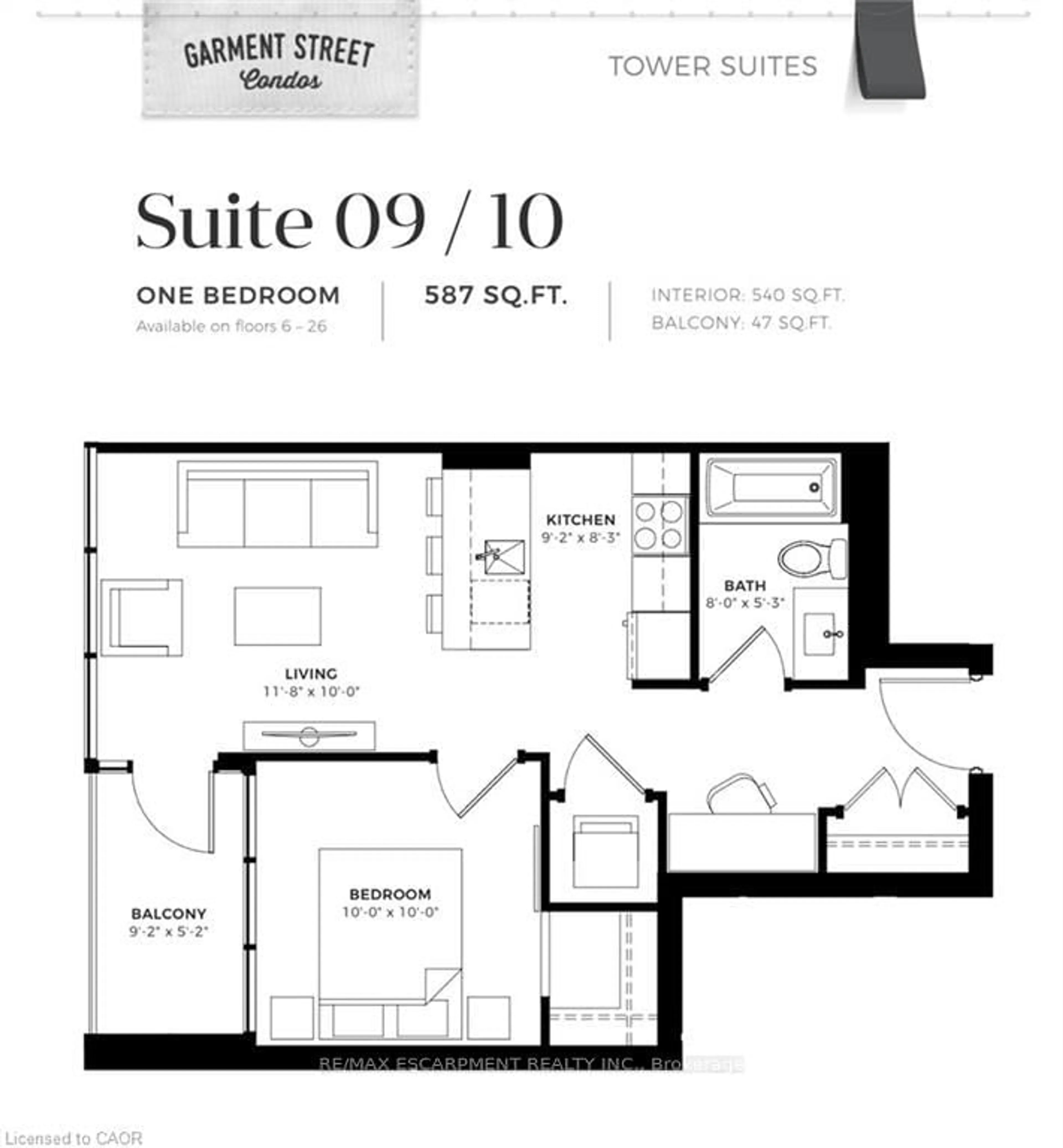 Floor plan for 108 Garment St #1309, Kitchener Ontario N2G 0E2