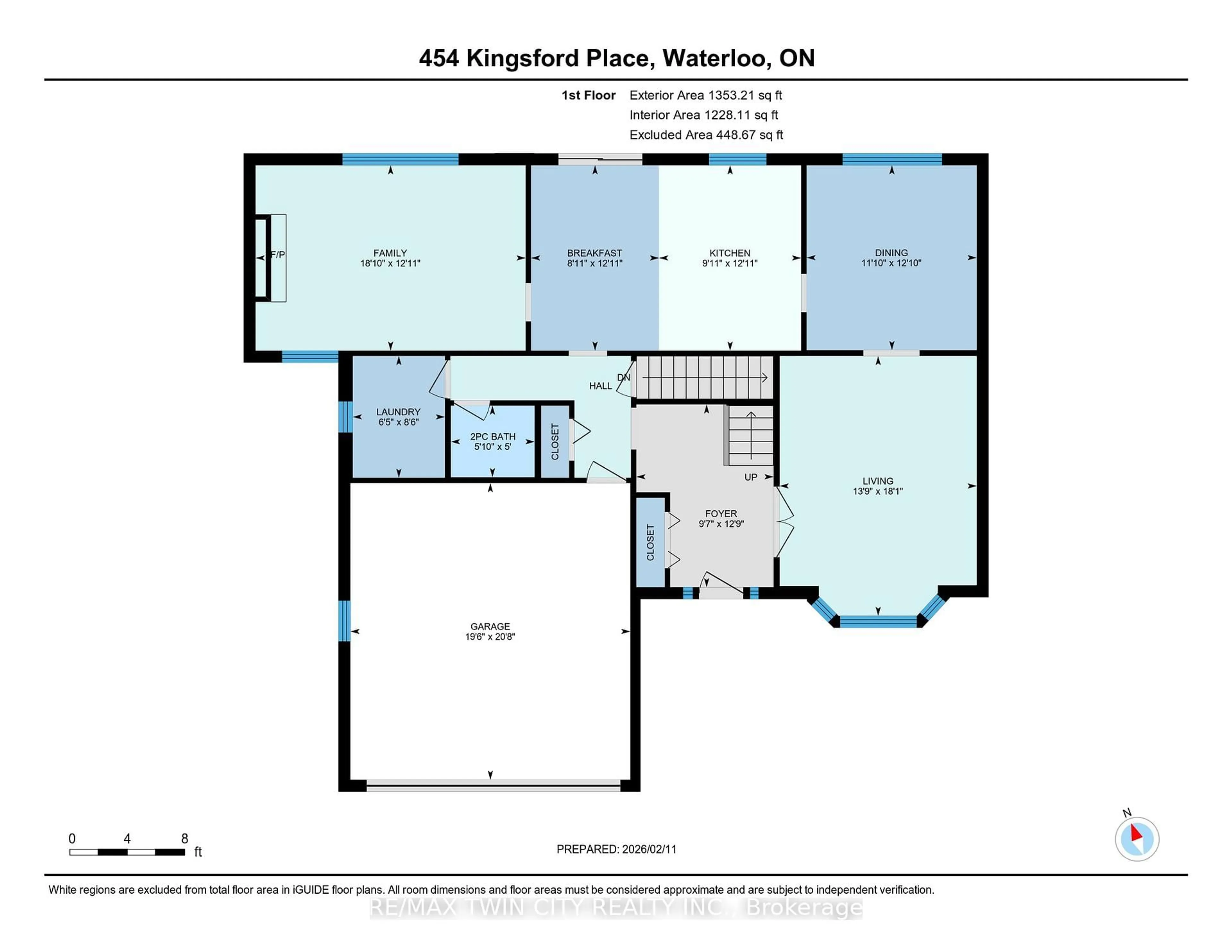 Floor plan for 454 Kingsford Pl, Waterloo Ontario N2T 1K9