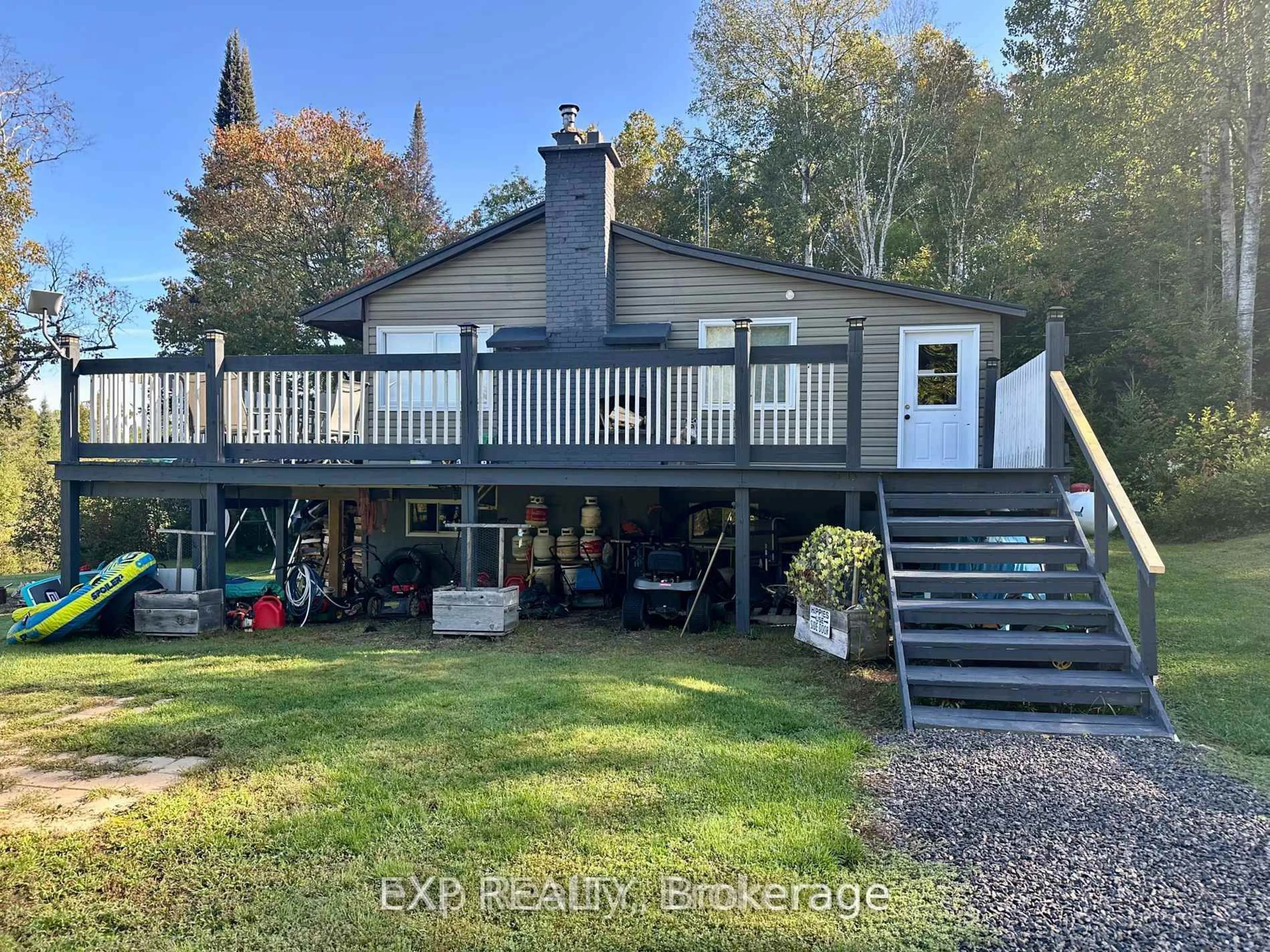 A pic from outside/outdoor area/front of a property/back of a property/a pic from drone, water/lake/river/ocean view for 249 River Dr, Burk's Falls Ontario P0A 1C0