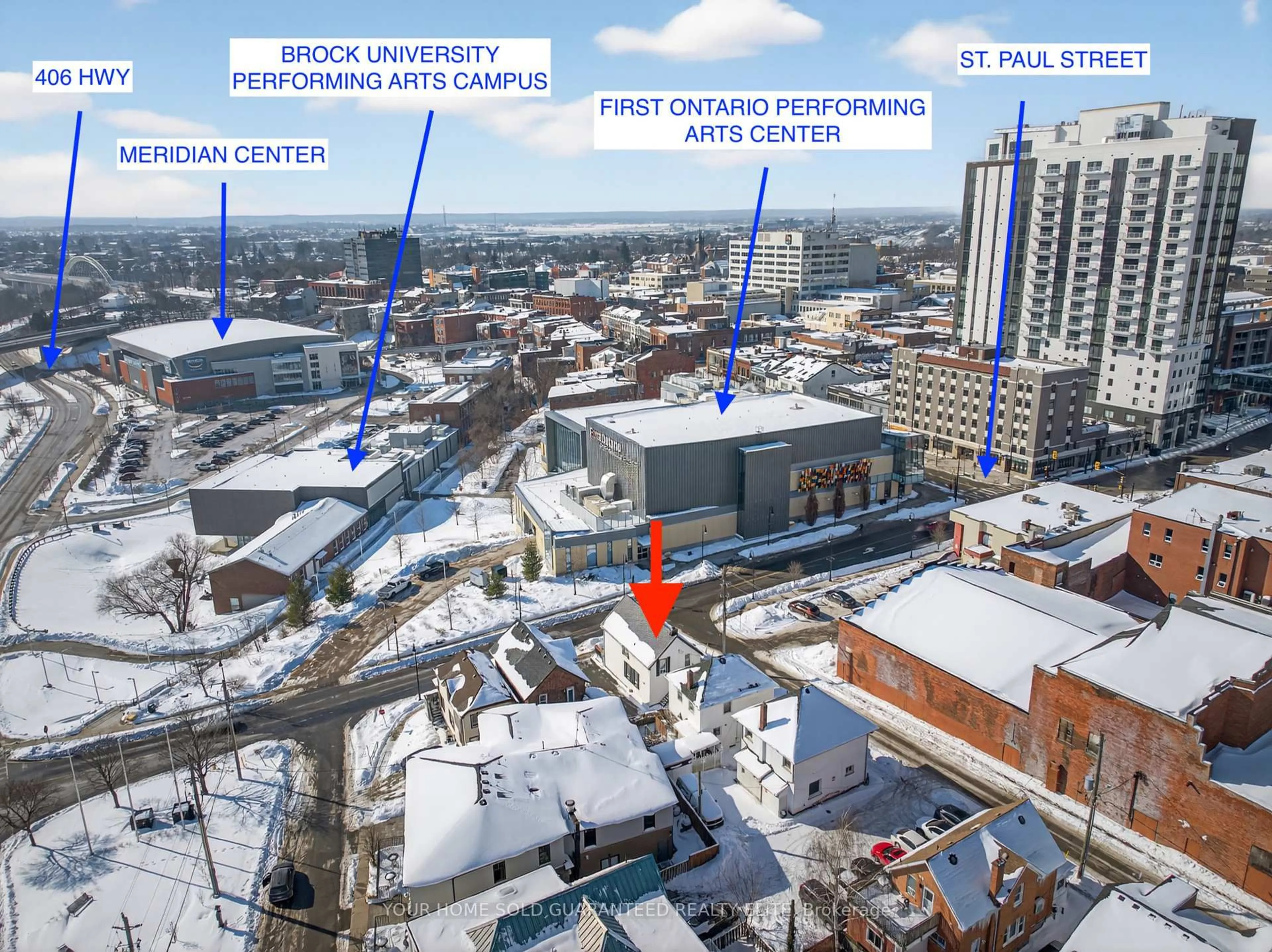 A pic from outside/outdoor area/front of a property/back of a property/a pic from drone, city buildings view from balcony for 48 Carlisle St, St. Catharines Ontario L2R 4H4