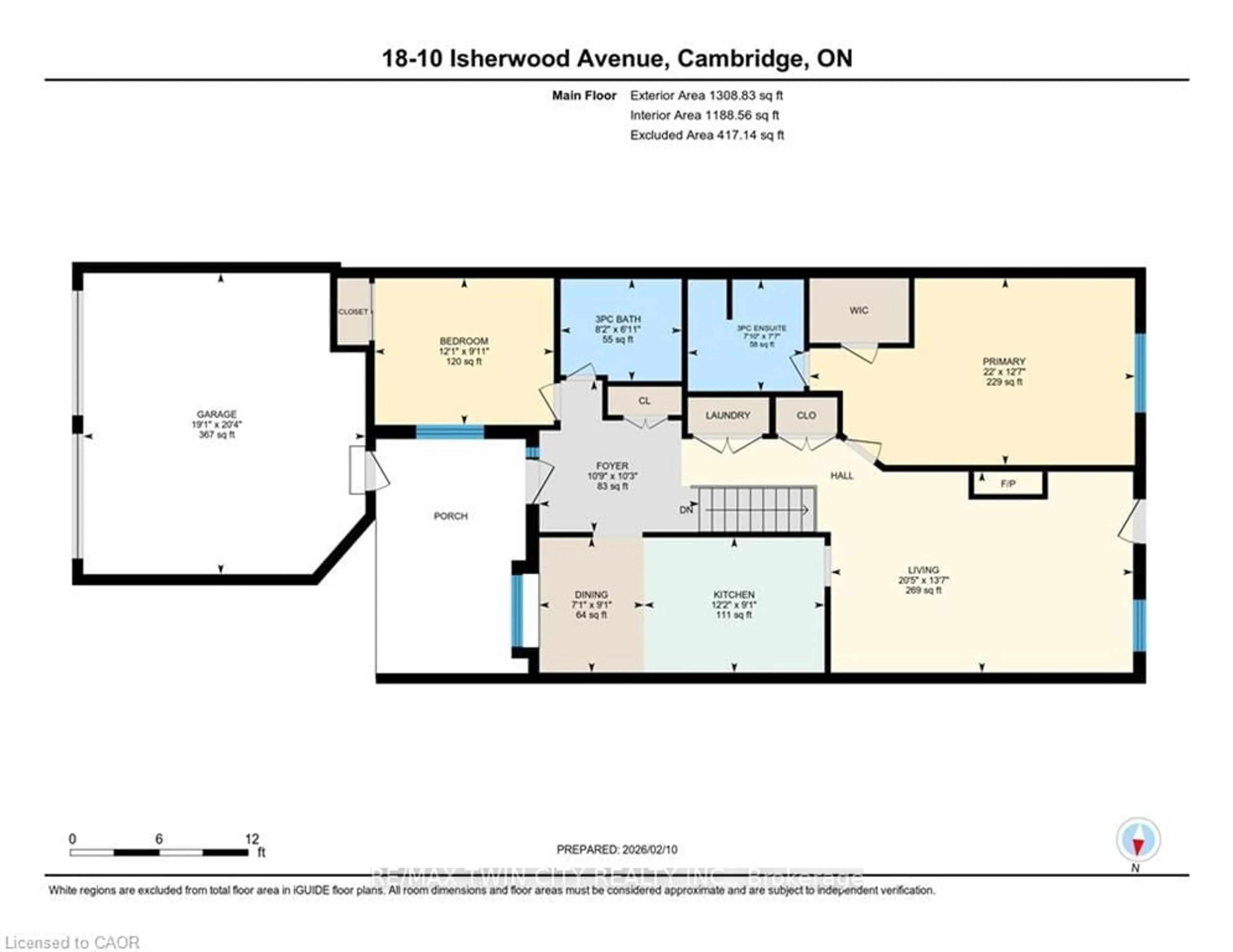 Floor plan for 10 ISHERWOOD Ave #18, Cambridge Ontario N1R 8L5