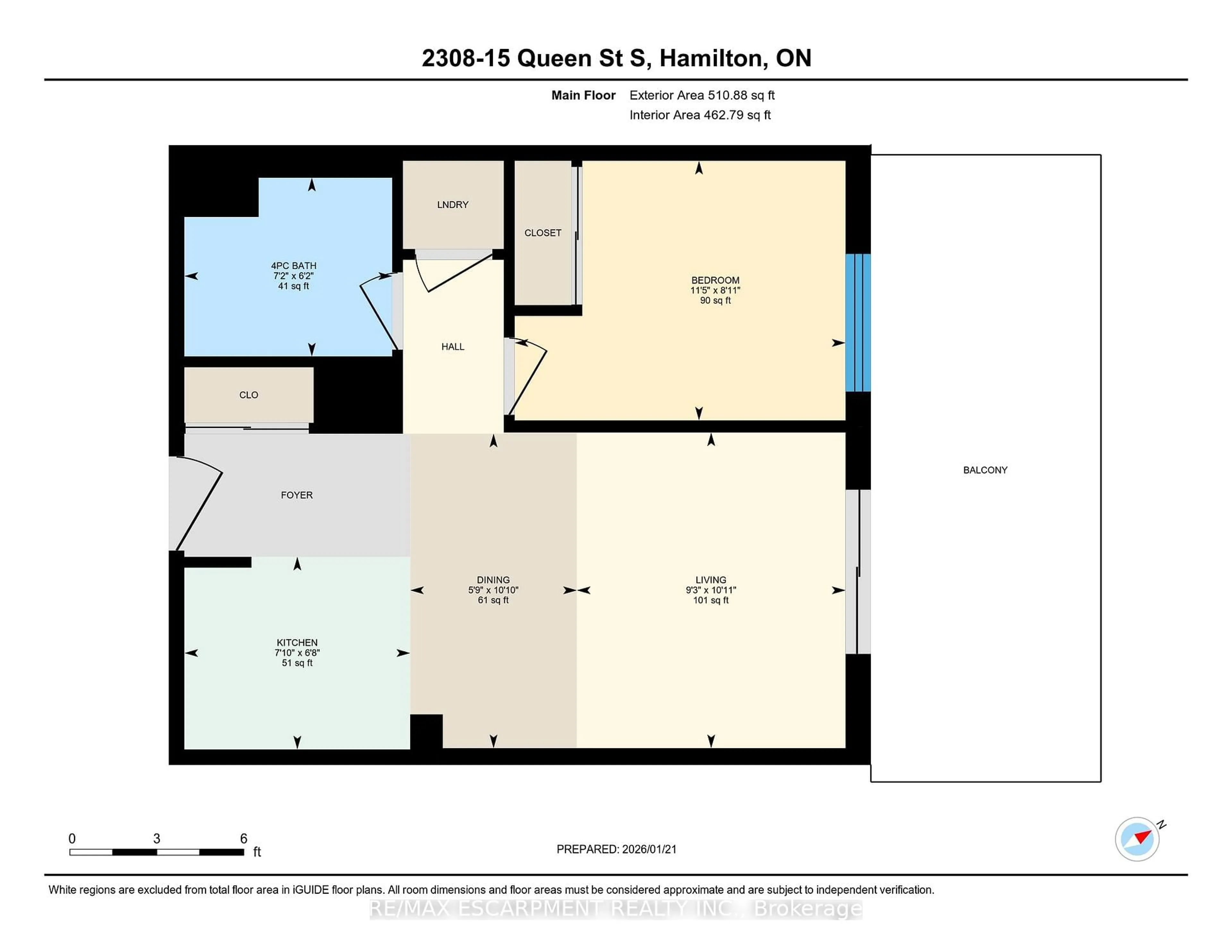 Floor plan for 15 Queen St #2308, Hamilton Ontario L8P 0C6