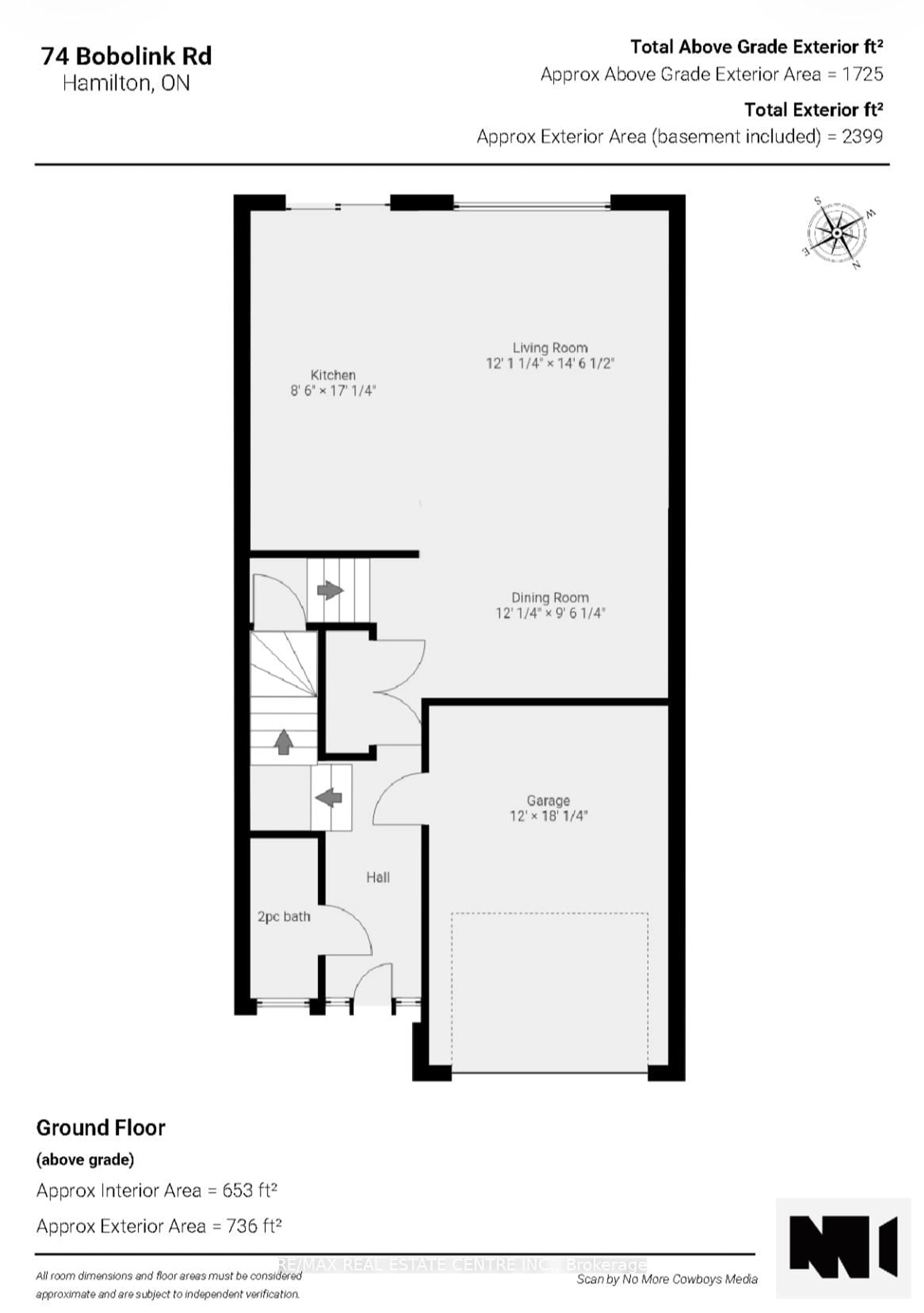 Floor plan for 74 Bobolink Rd, Hamilton Ontario L9A 2P5