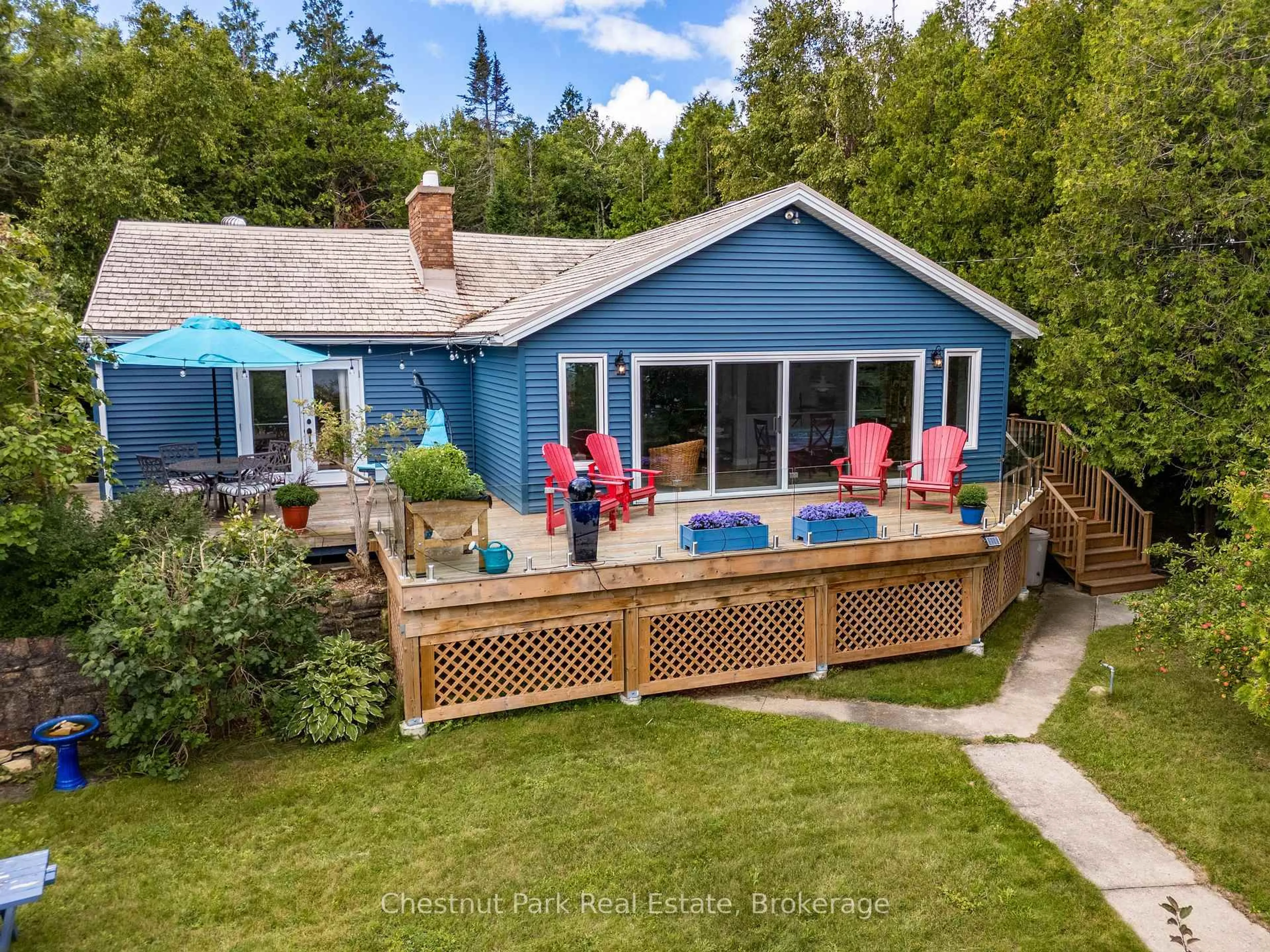 A pic from outside/outdoor area/front of a property/back of a property/a pic from drone, water/lake/river/ocean view for 129 & 130 Isthmus Bay Rd, Northern Bruce Peninsula Ontario N0H 1W0