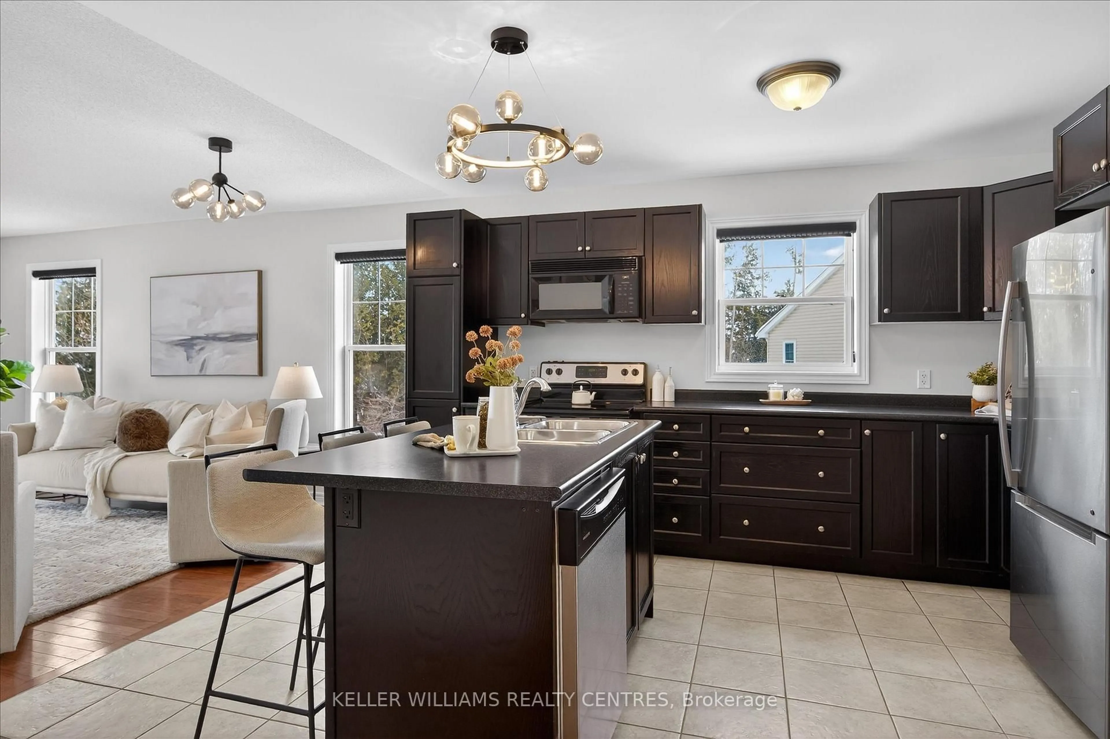 Open concept kitchen, ceramic/tile floor for 186 bowen Dr, Peterborough Ontario K9H 0B9