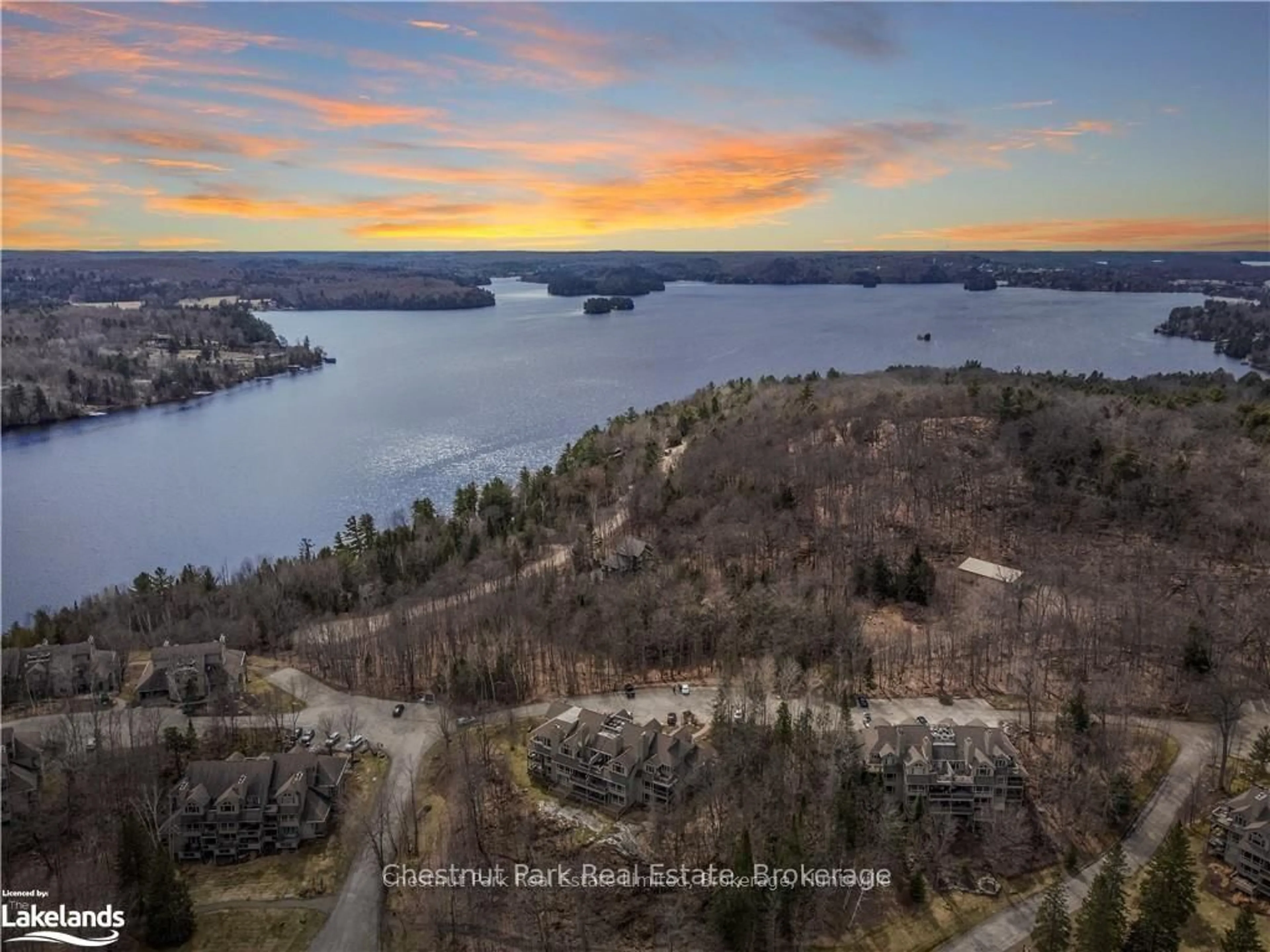 A pic from outside/outdoor area/front of a property/back of a property/a pic from drone, water/lake/river/ocean view for 3421 Grandview Forest Hill Dr #5, Huntsville Ontario P1H 2J5