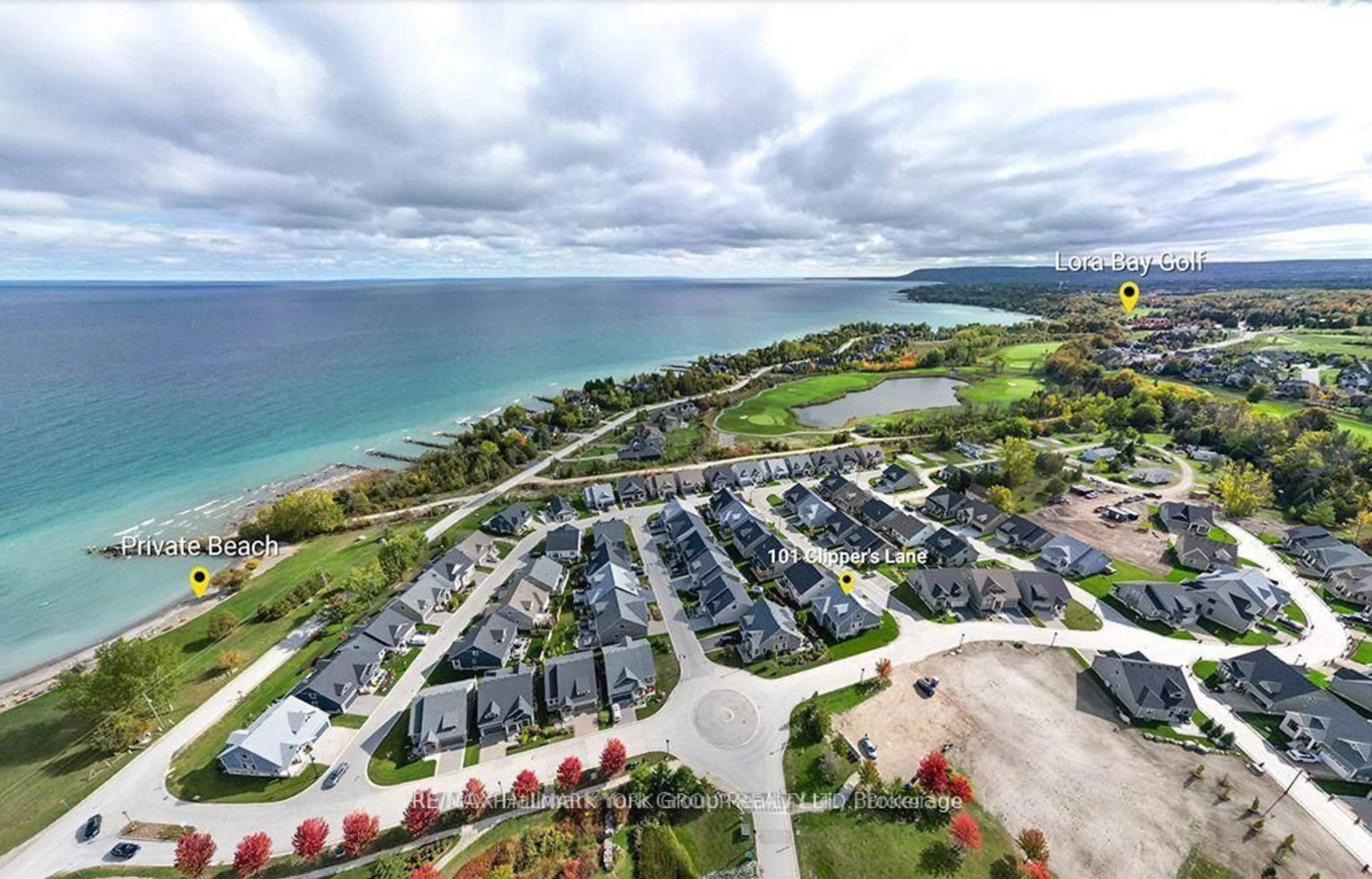 A pic from outside/outdoor area/front of a property/back of a property/a pic from drone, water/lake/river/ocean view for 101 Clippers Lane, Blue Mountains Ontario N0H 2P0