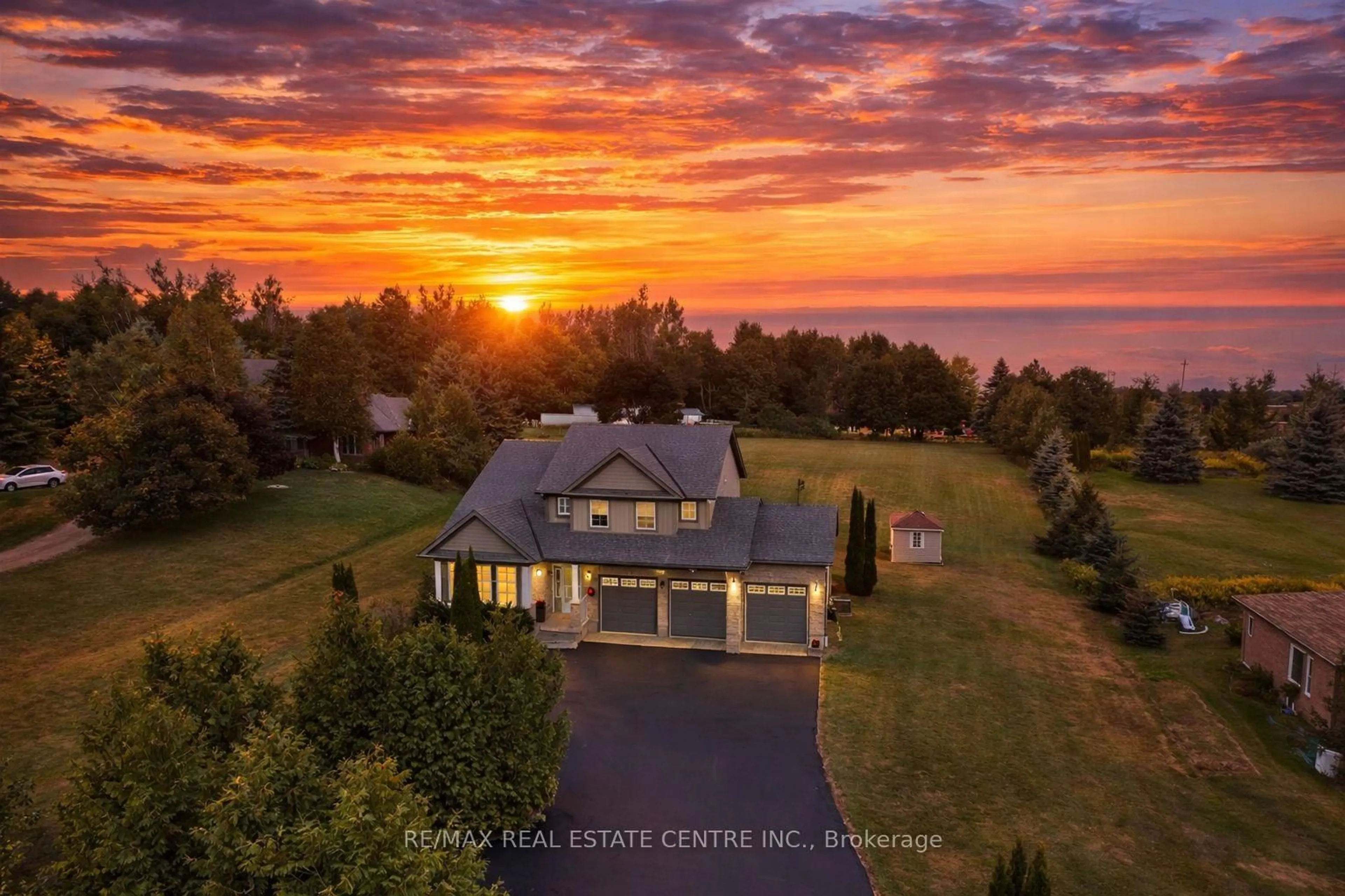 A pic from outside/outdoor area/front of a property/back of a property/a pic from drone, water/lake/river/ocean view for 37 Woodland Dr, East Garafraxa Ontario L9W 6B7