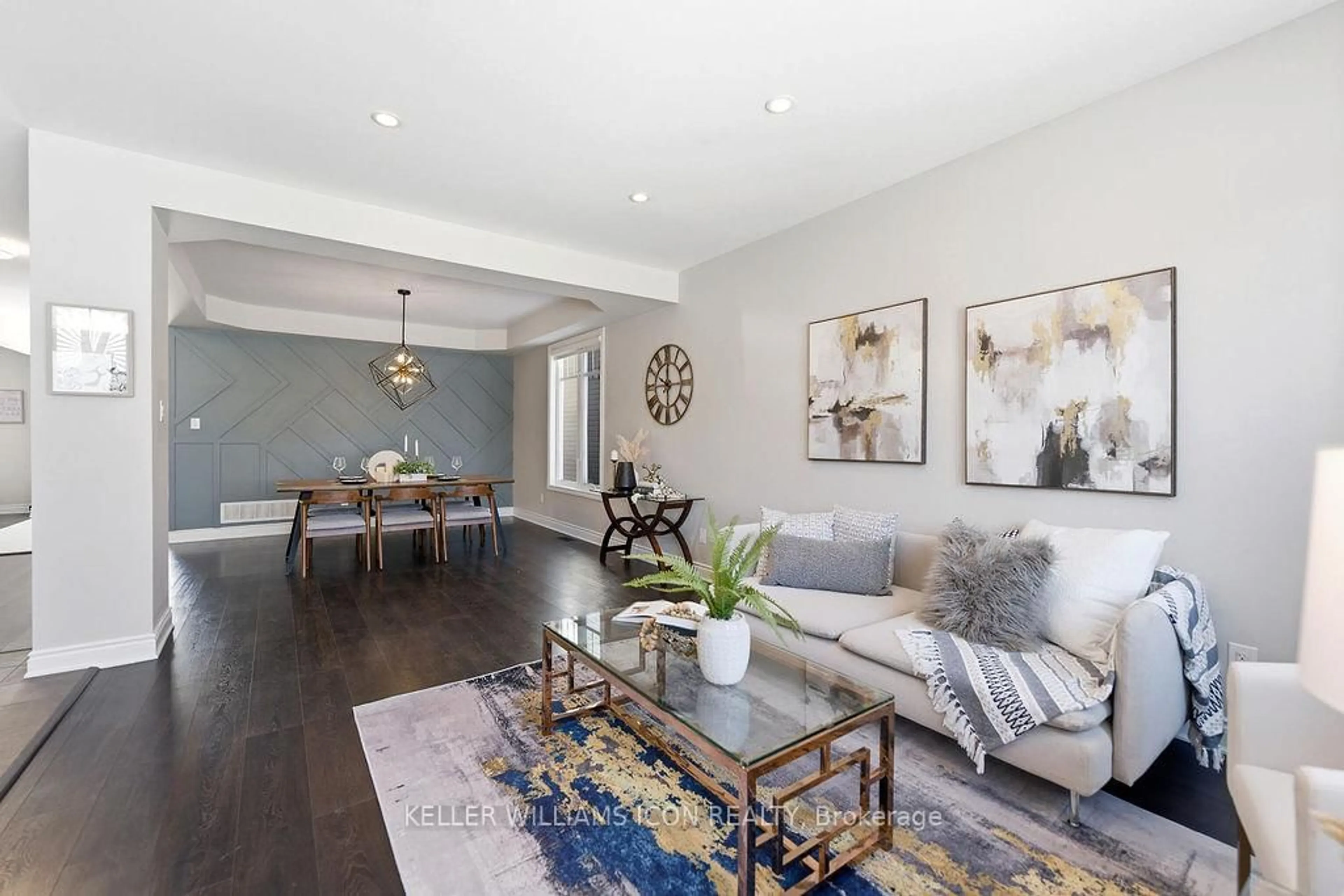 Living room with furniture, wood/laminate floor for 307 Nonius St, Ottawa Ontario K2V 0C5