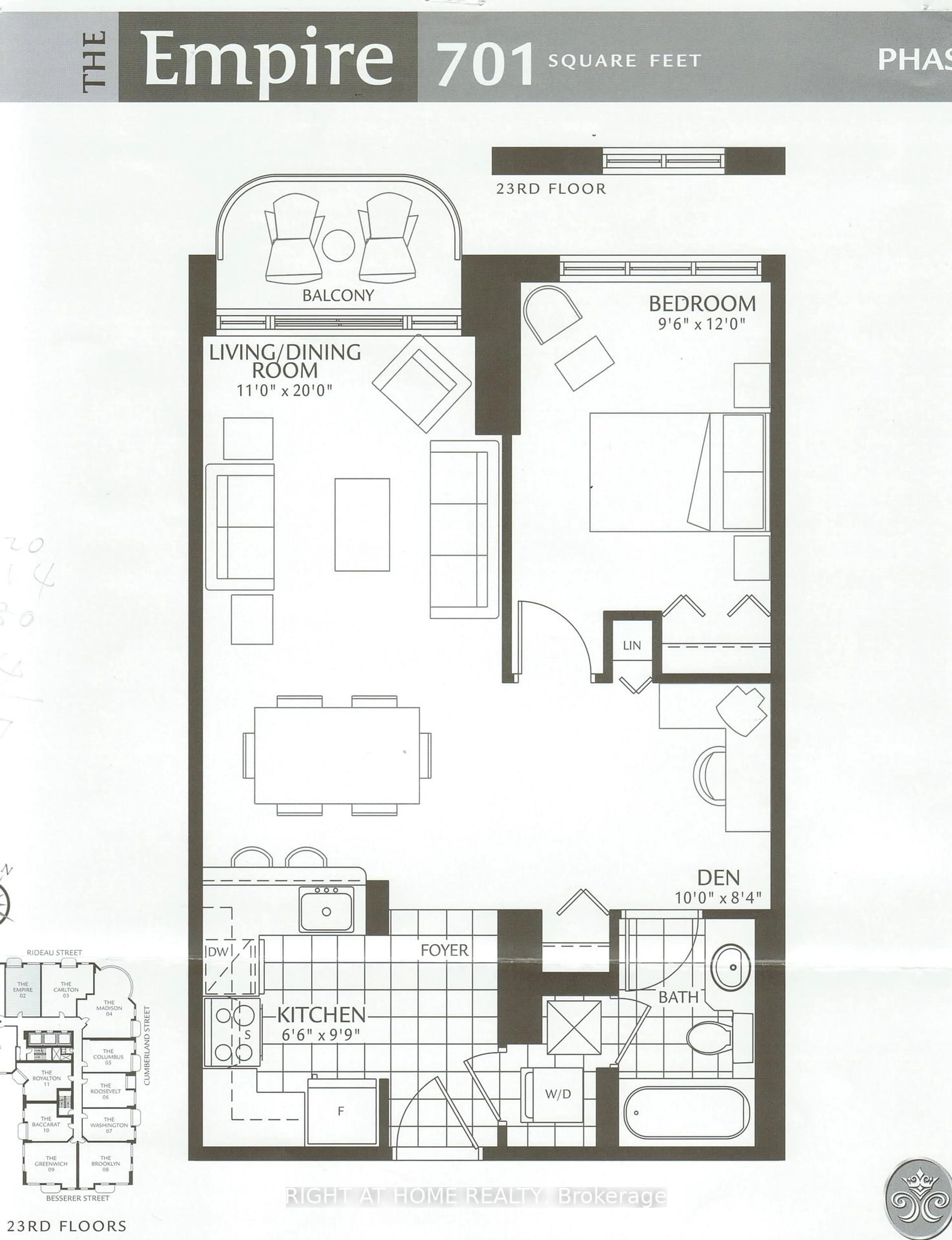 Floor plan for 200 Rideau St #702, Ottawa Ontario K1N 5Y1