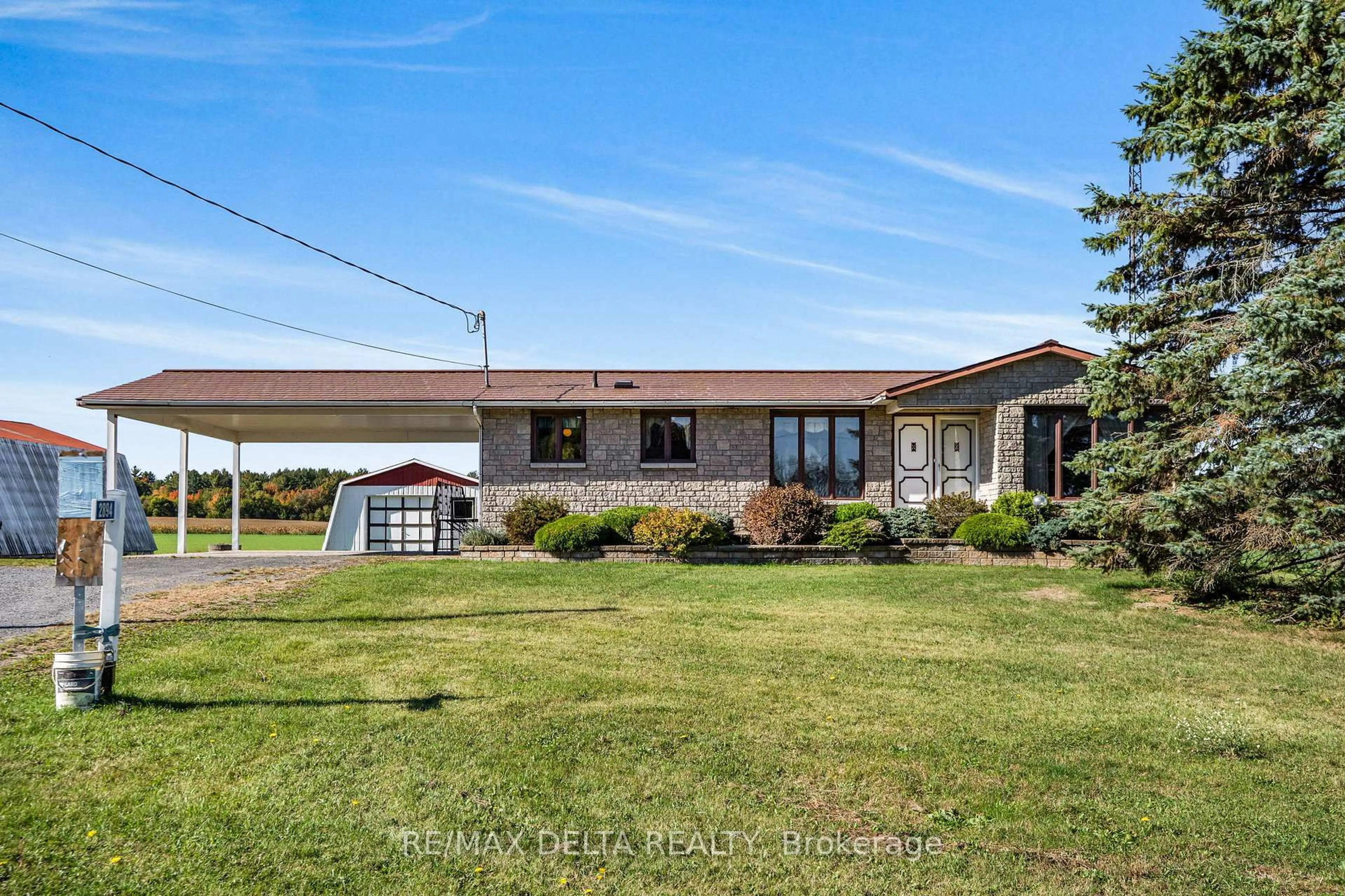 A pic from outside/outdoor area/front of a property/back of a property/a pic from drone, water/lake/river/ocean view for 2894 County Road 9 Rd, The Nation Ontario K0B 1G0