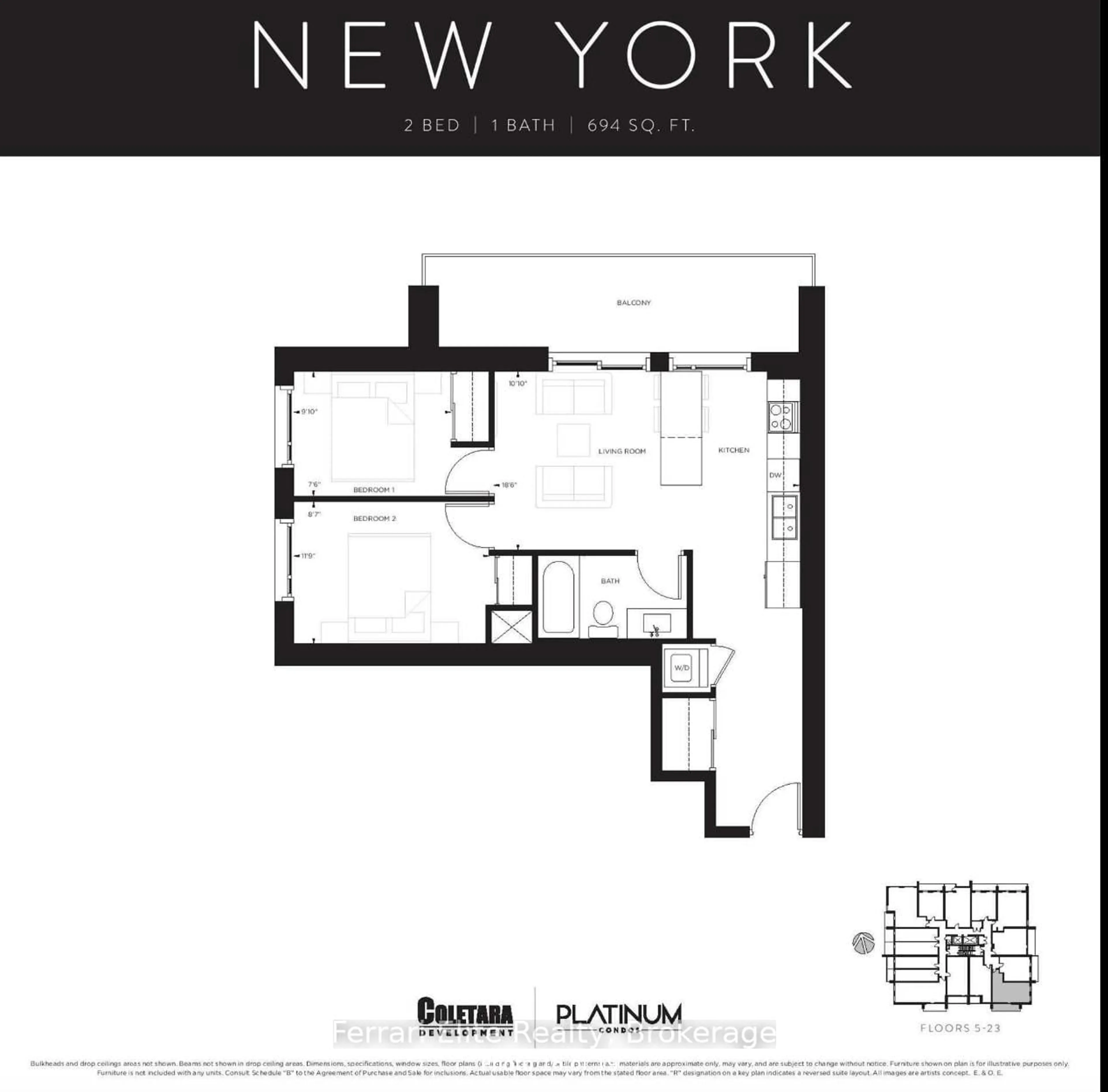 Floor plan for 15 Queen St #1114, Hamilton Ontario L8P 0C6