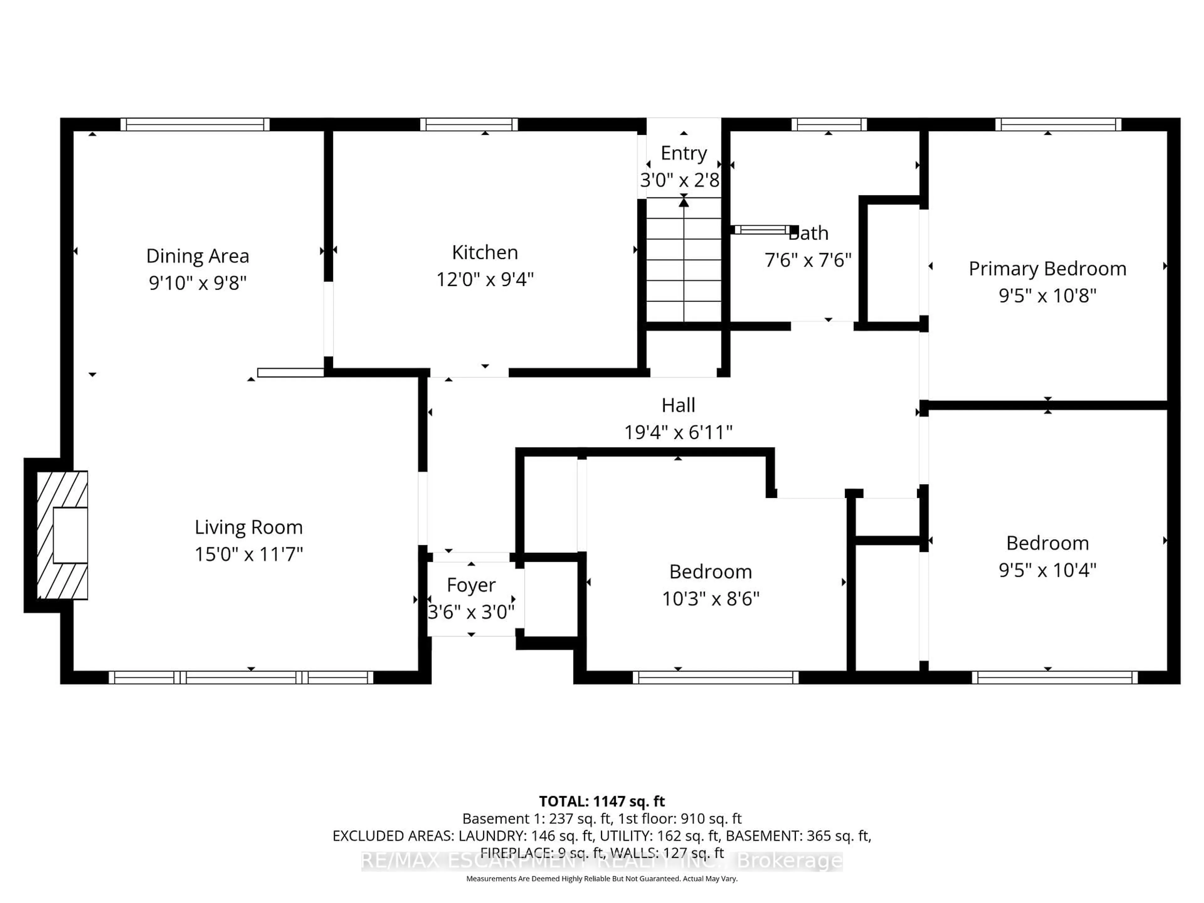 Floor plan for 42 Gilbert Ave, Hamilton Ontario L9G 1R4