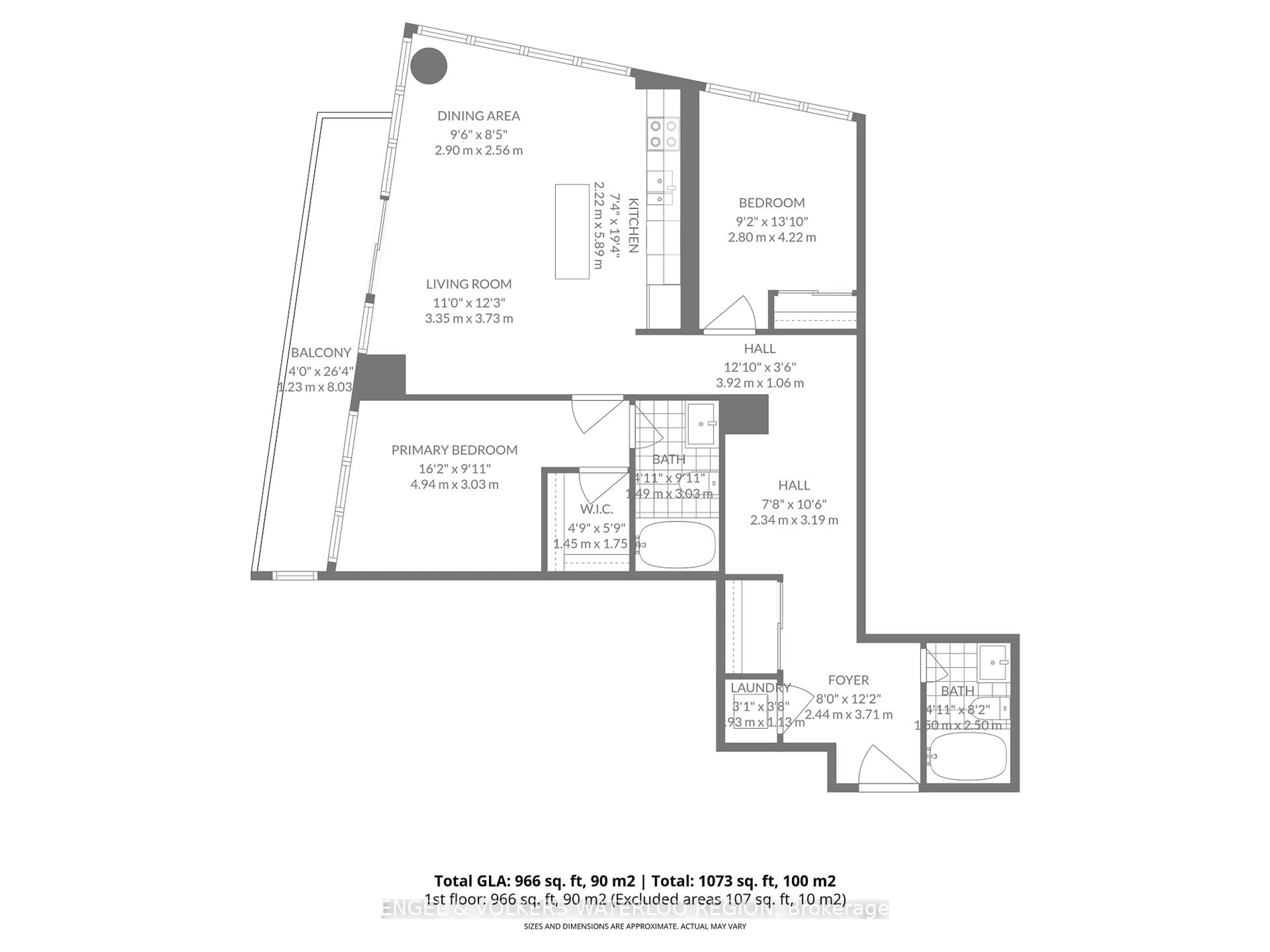 Floor plan for 85 Duke St #808, Kitchener Ontario N2H 0B7