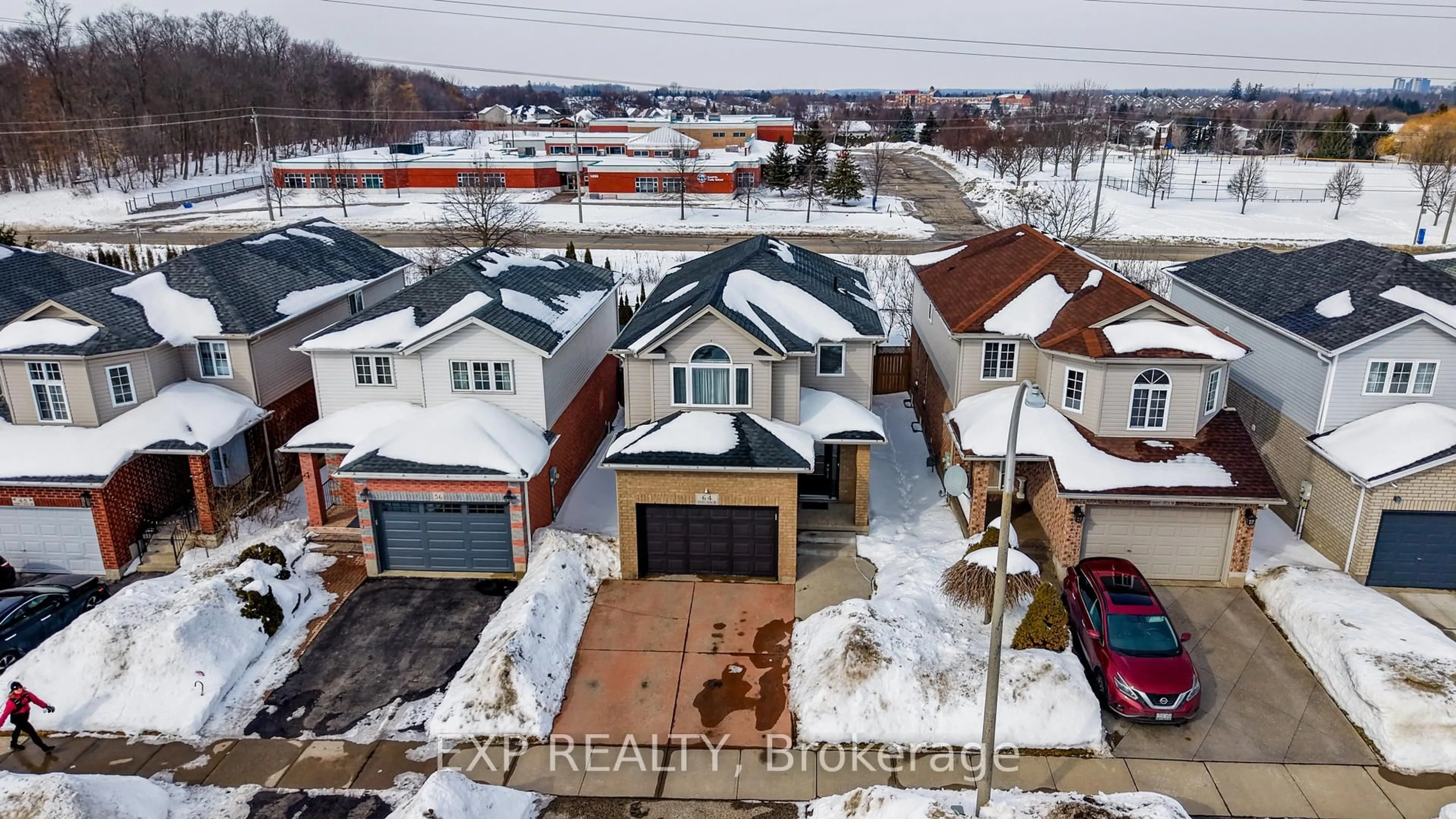A pic from outside/outdoor area/front of a property/back of a property/a pic from drone, street for 64 Hidden Creek Dr, Kitchener Ontario N2N 3N7