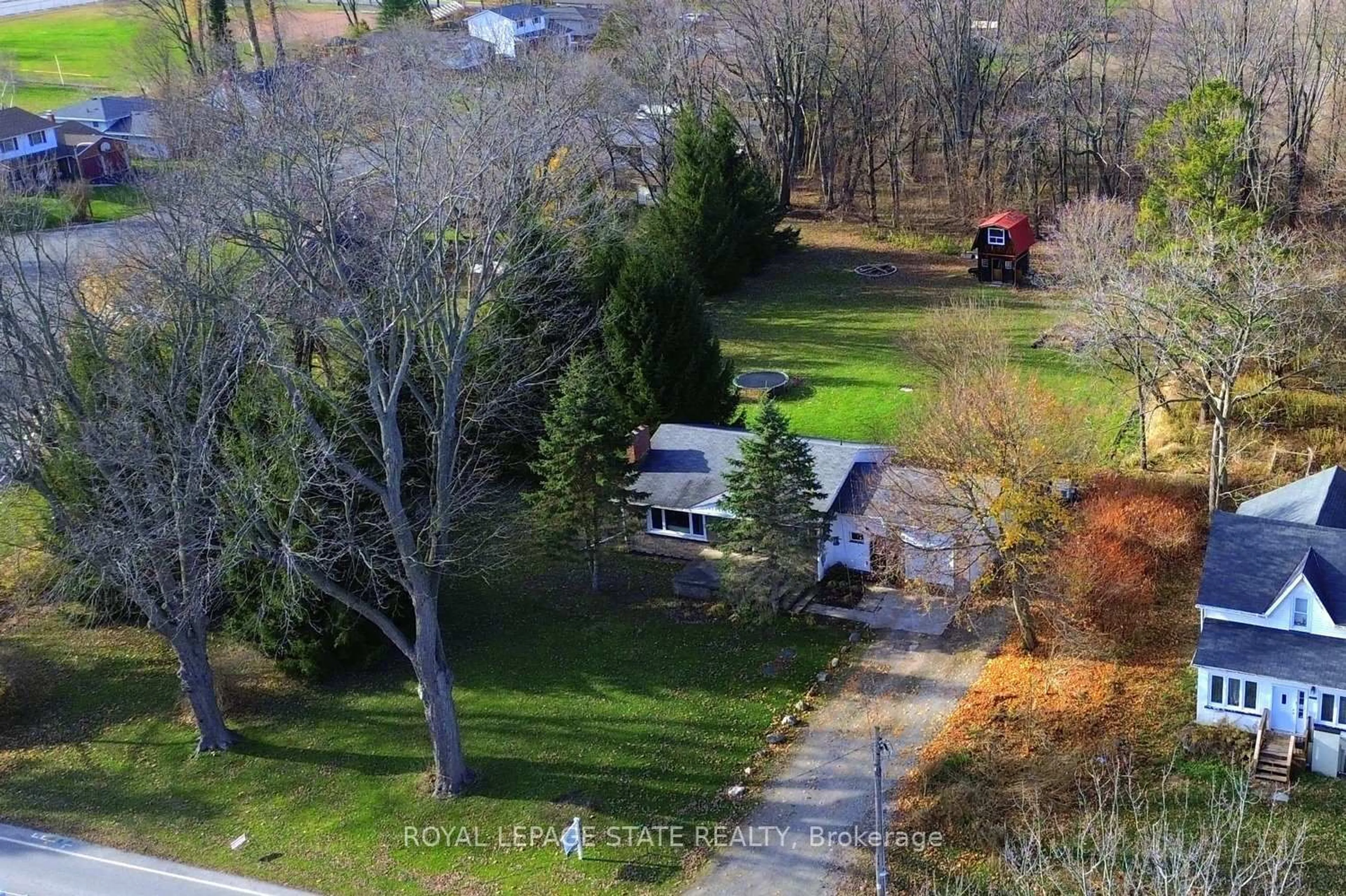A pic from outside/outdoor area/front of a property/back of a property/a pic from drone, forest/trees view for 104 Diltz Rd, Haldimand Ontario N1A 2V5