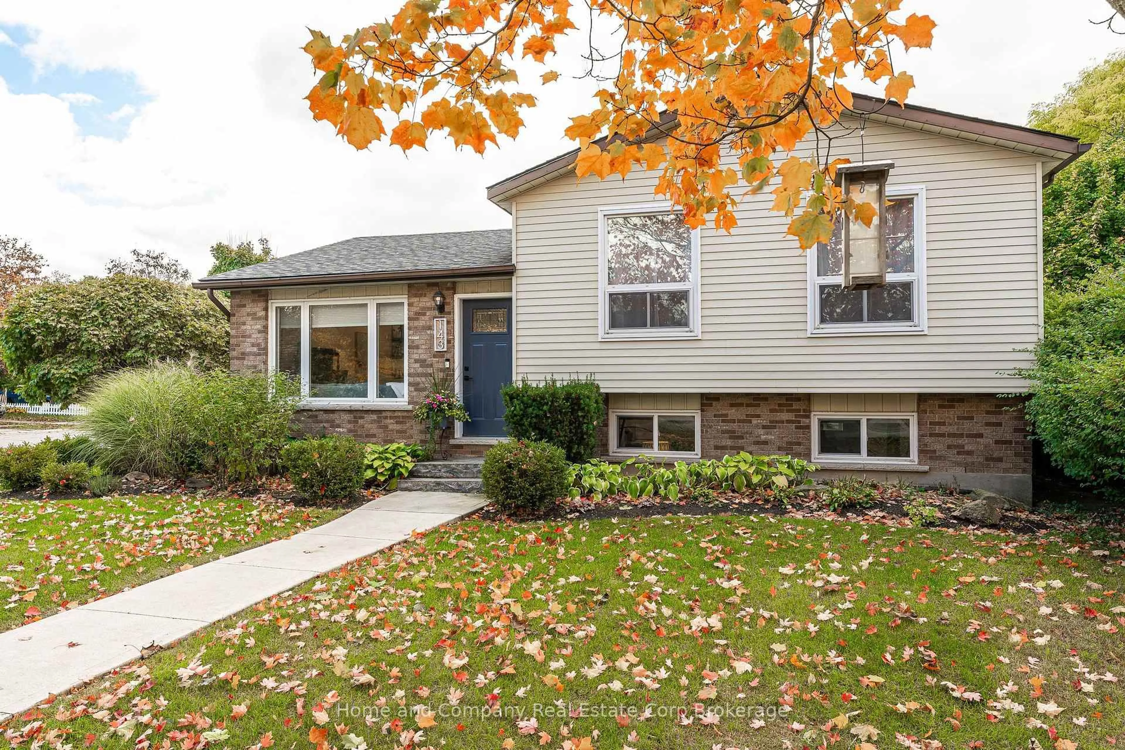 Home with vinyl exterior material, street for 143 Greenwood Dr, Stratford Ontario N5A 7K3