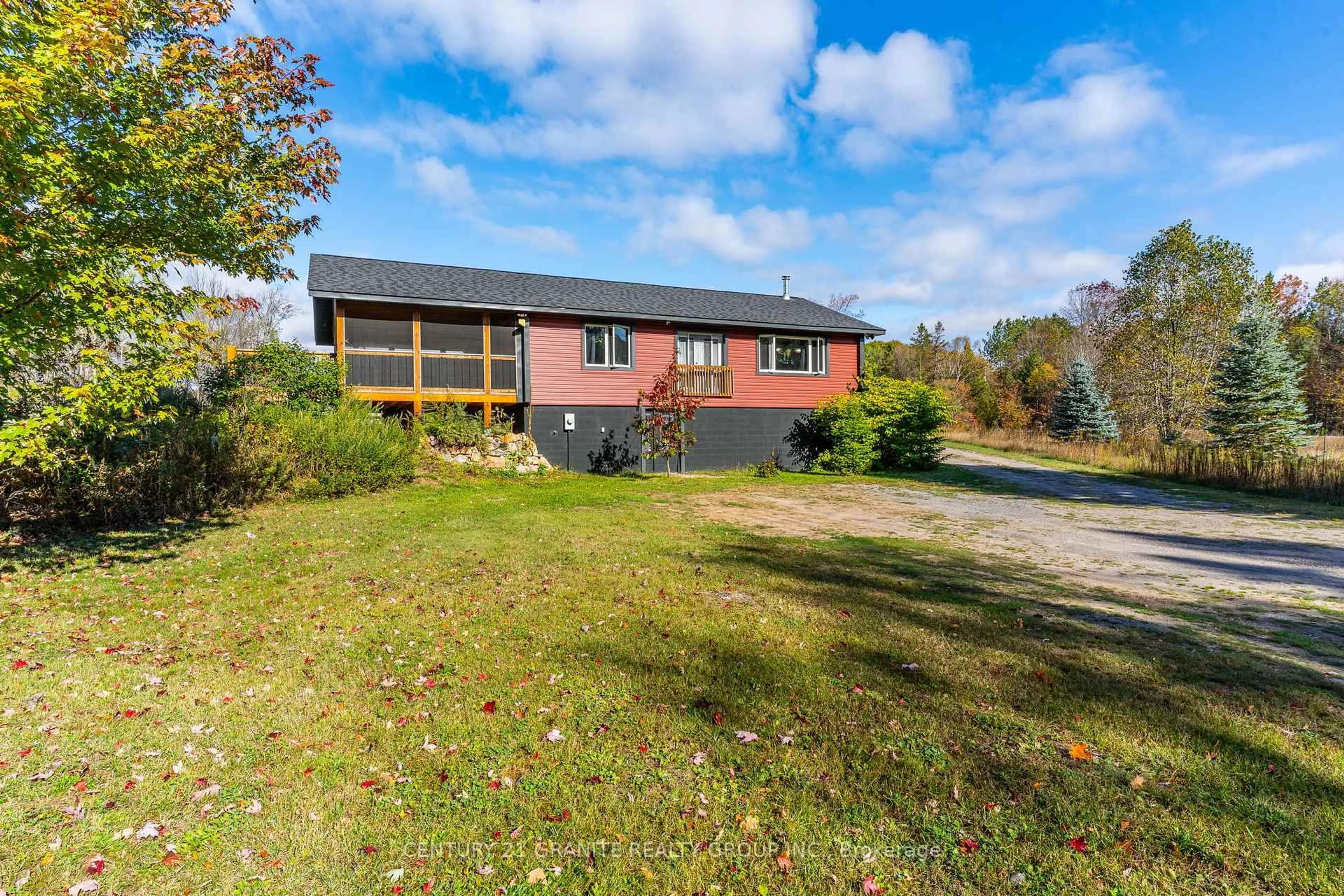 A pic from outside/outdoor area/front of a property/back of a property/a pic from drone, water/lake/river/ocean view for 1016 Eureka Rd, Highlands East Ontario K0M 1R0