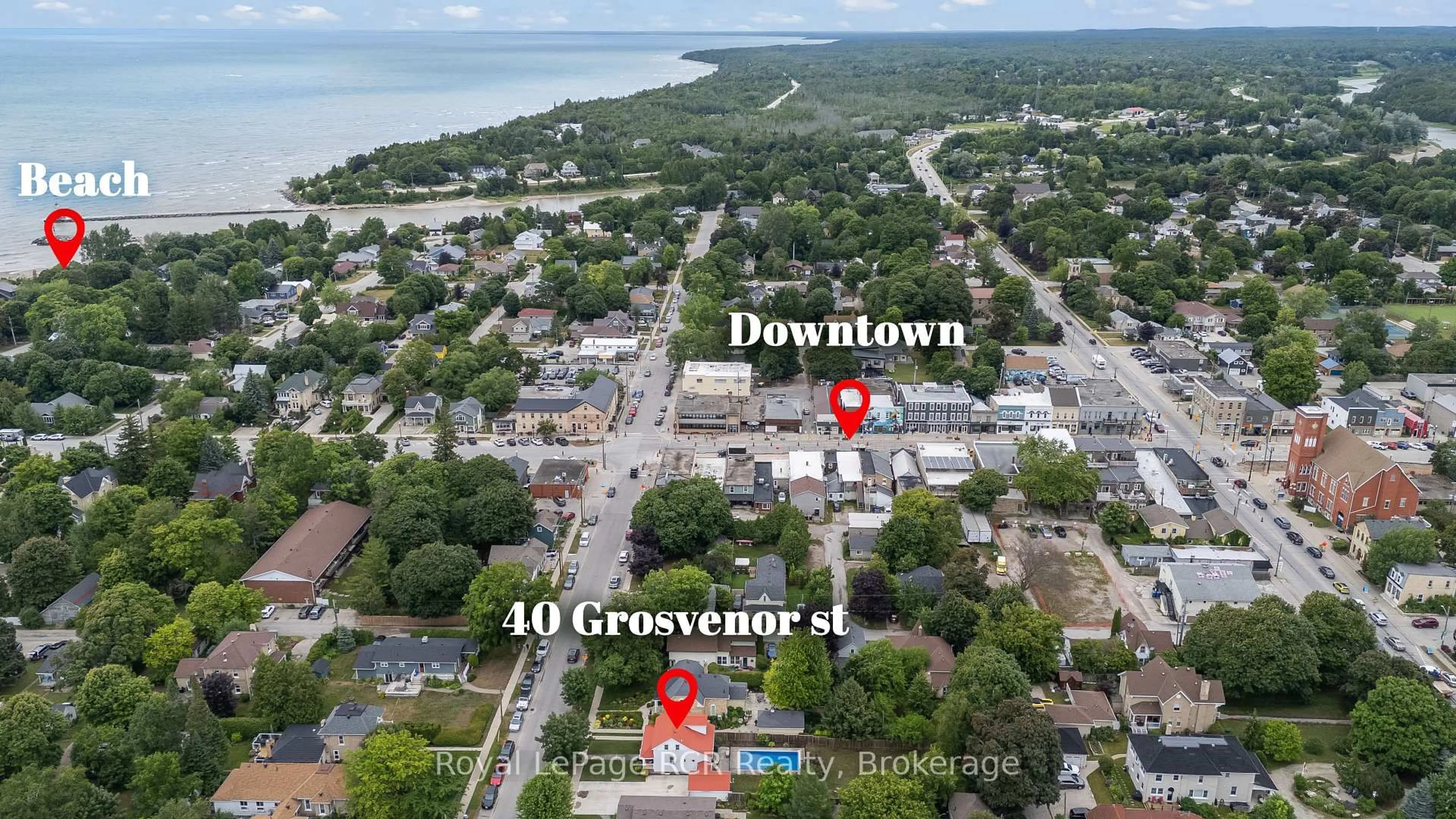 A pic from outside/outdoor area/front of a property/back of a property/a pic from drone, street for 40 Grosvenor St, Saugeen Shores Ontario N0H 2L0