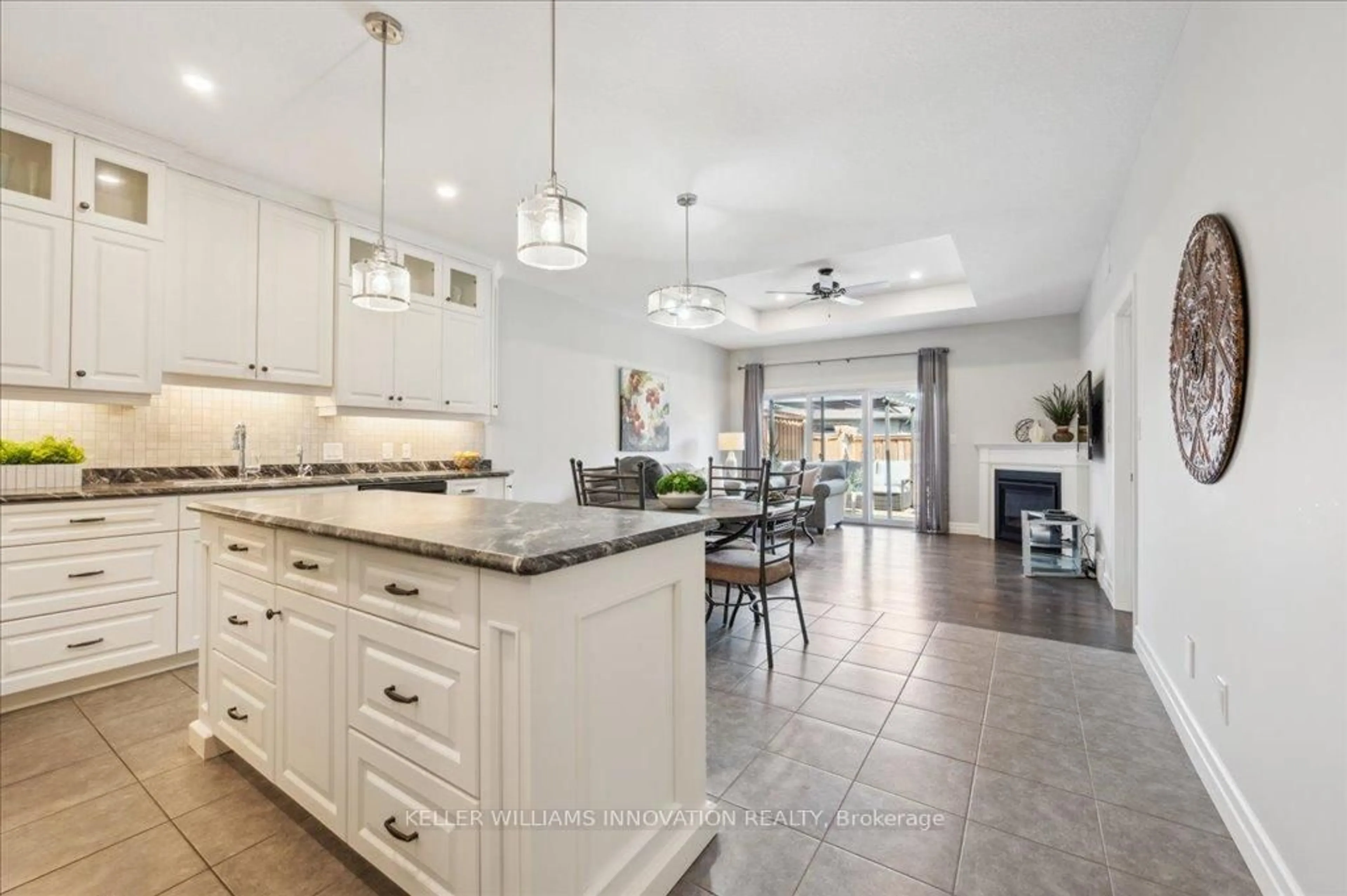 Open concept kitchen, ceramic/tile floor for 28 Bur Oak Dr, Woolwich Ontario N3B 0C6