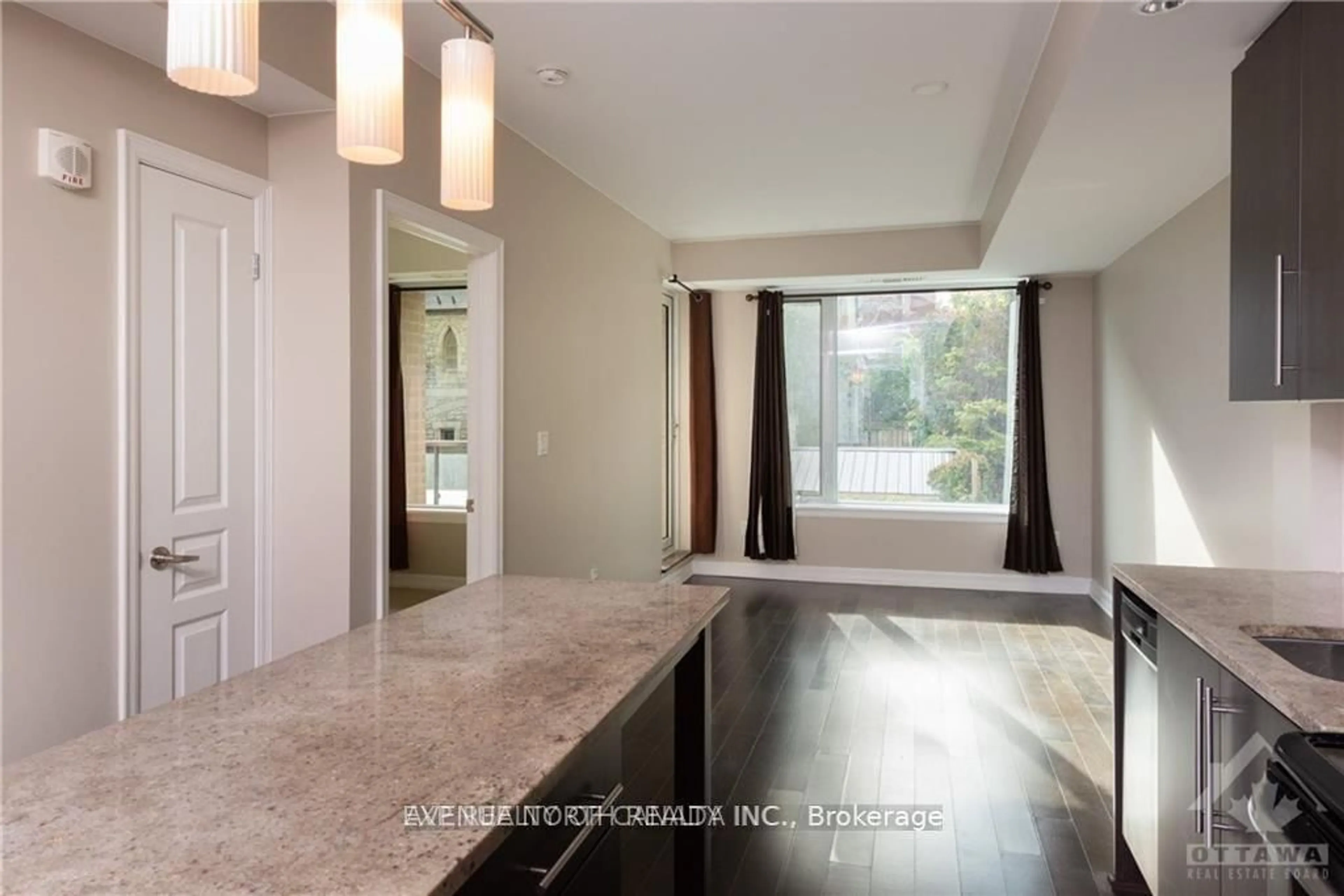 Open concept kitchen, ceramic/tile floor for 238 Besserer St #203, Ottawa Ontario K1N 6B1